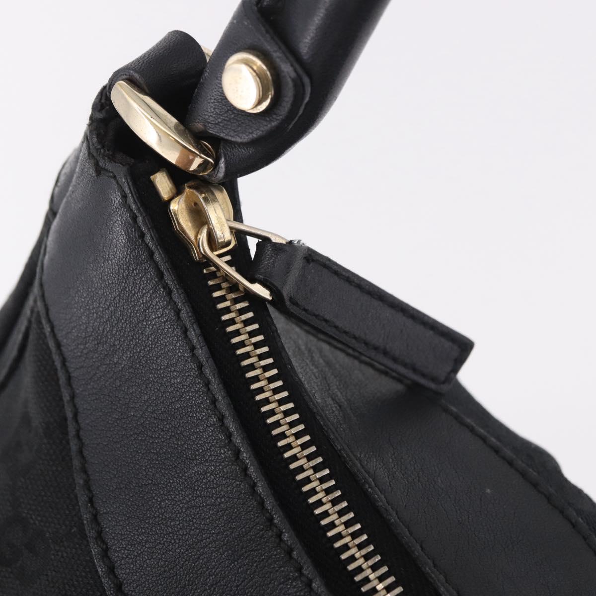 GUCCI GG Canvas Abbey Shoulder Bag Black Gold 190525 Auth 185668V