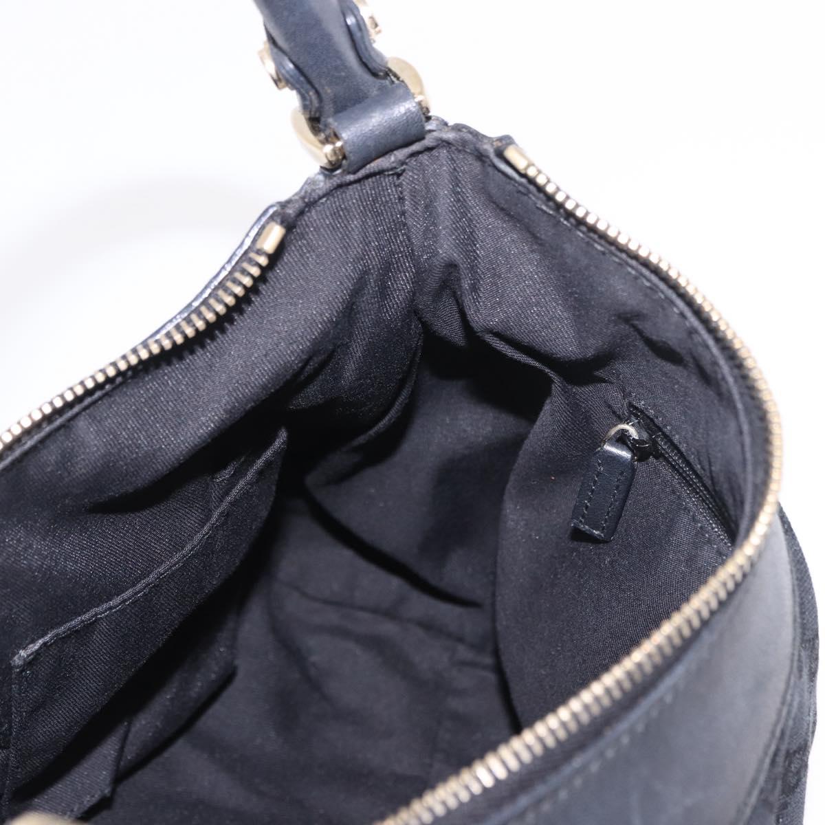 GUCCI GG Canvas Abbey Shoulder Bag Black Gold 190525 Auth 185668V