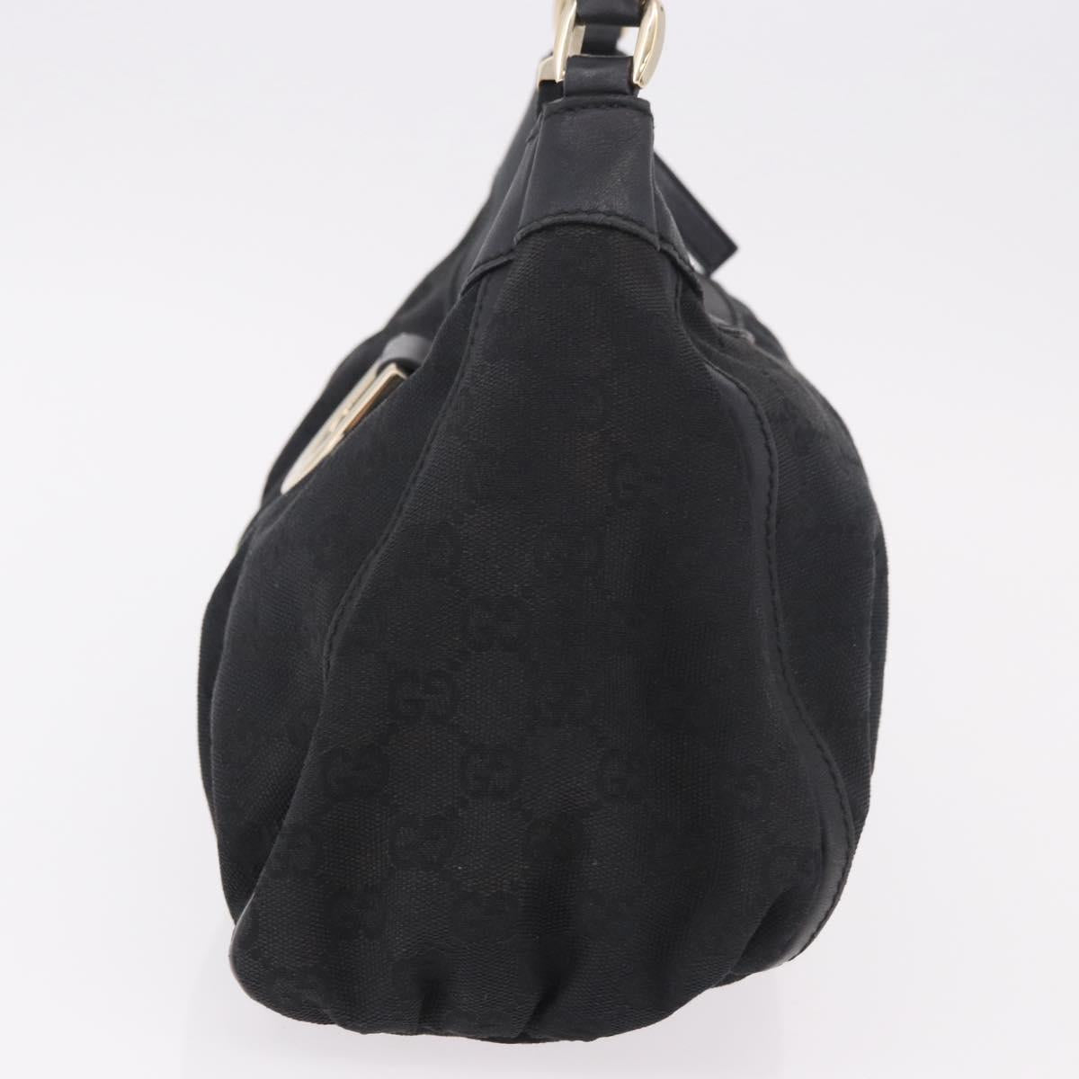 GUCCI GG Canvas Abbey Shoulder Bag Black Gold 190525 Auth 185668V