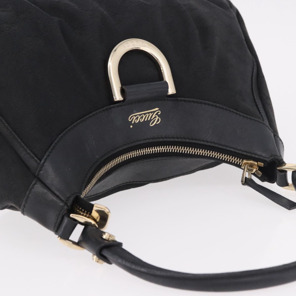 GUCCI GG Canvas Abbey Shoulder Bag Black Gold 190525 Auth 185668V