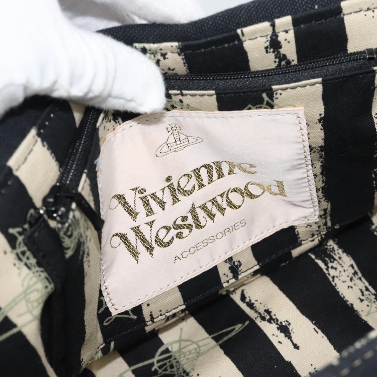 Vivienne Westwood Shoulder Bag Canvas Black Gold Auth 185669A