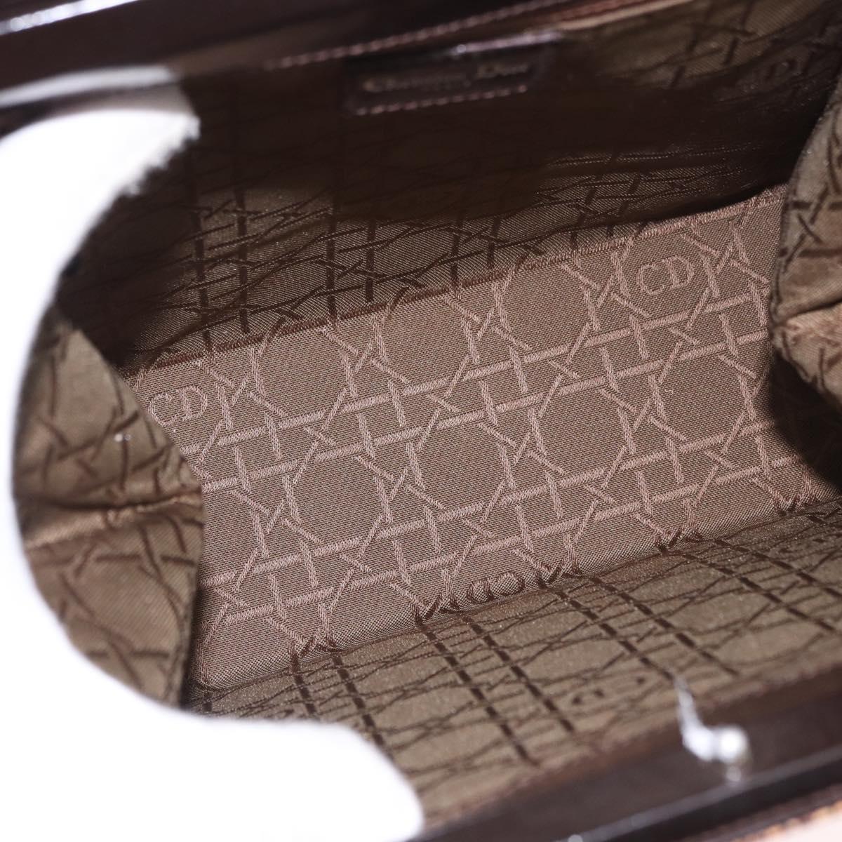 Christian Dior Hand Bag Leather Brown Silver Auth 185670V