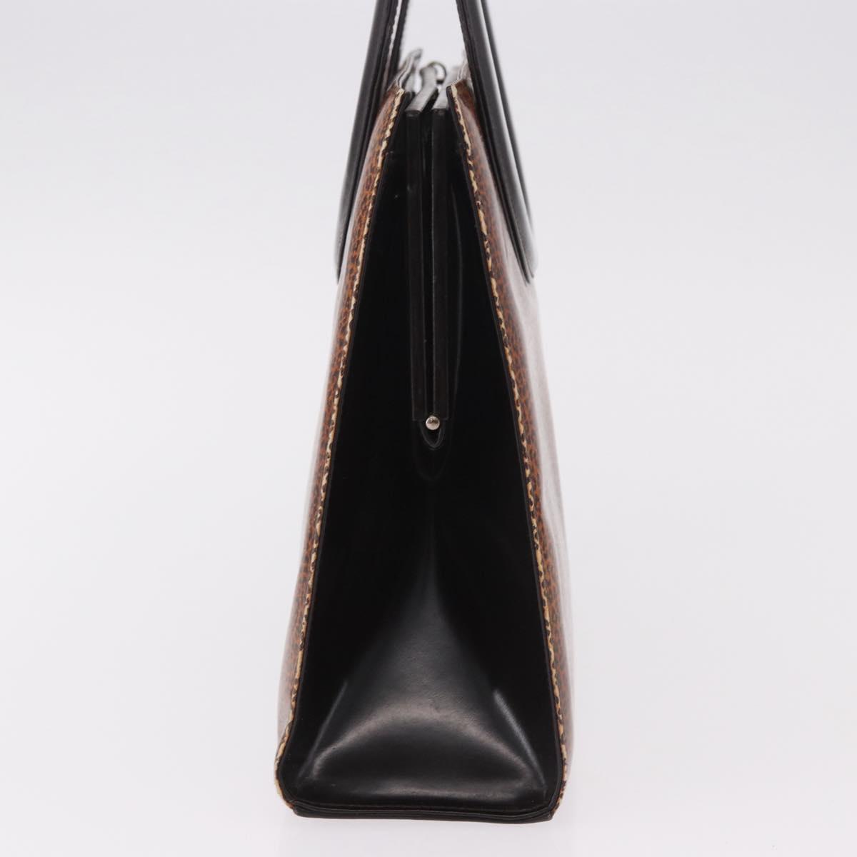 Christian Dior Hand Bag Leather Brown Silver Auth 185670V