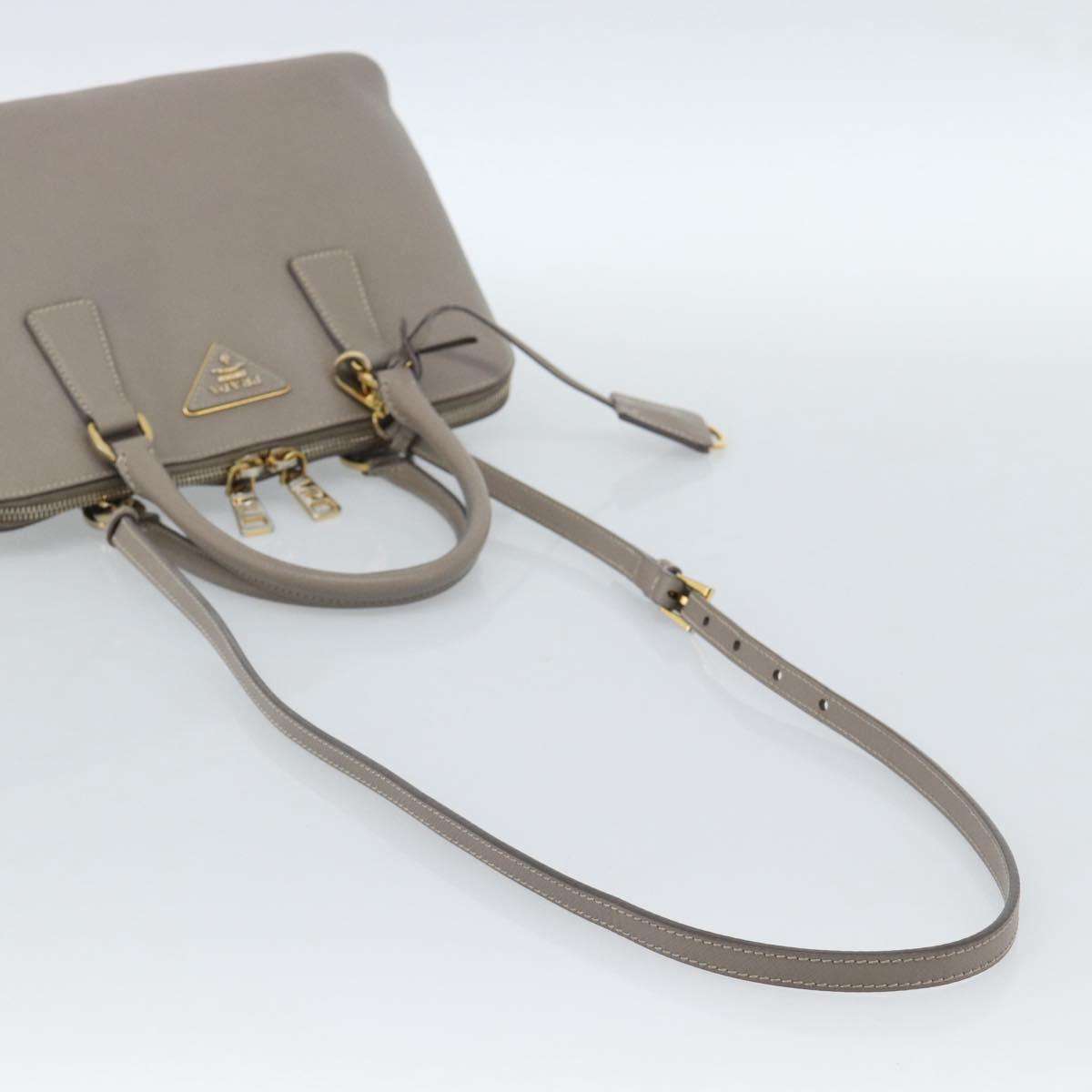 PRADA Galleria Hand Bag Saffiano leather 2way Gray Gold Auth 185671A