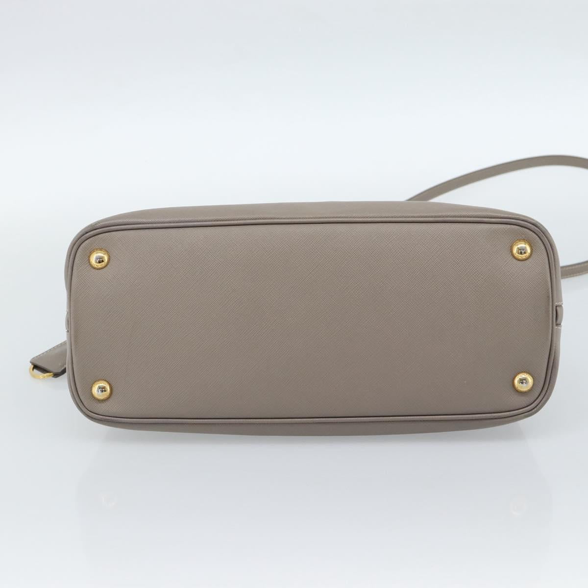PRADA Galleria Hand Bag Saffiano leather 2way Gray Gold Auth 185671A