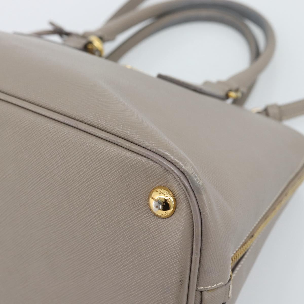 PRADA Galleria Hand Bag Saffiano leather 2way Gray Gold Auth 185671A