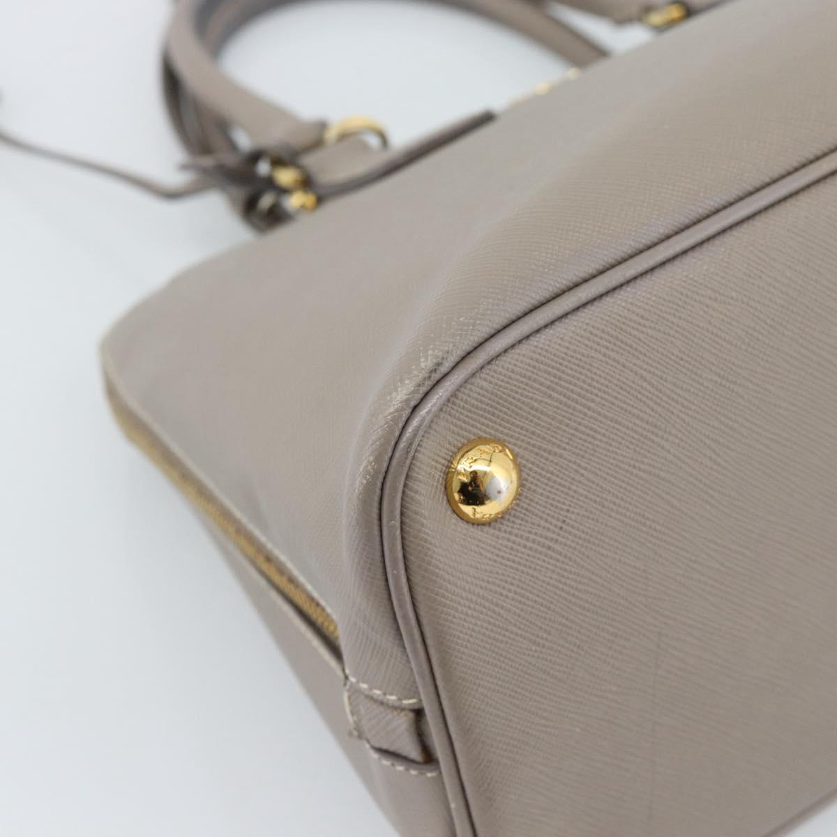 PRADA Galleria Hand Bag Saffiano leather 2way Gray Gold Auth 185671A