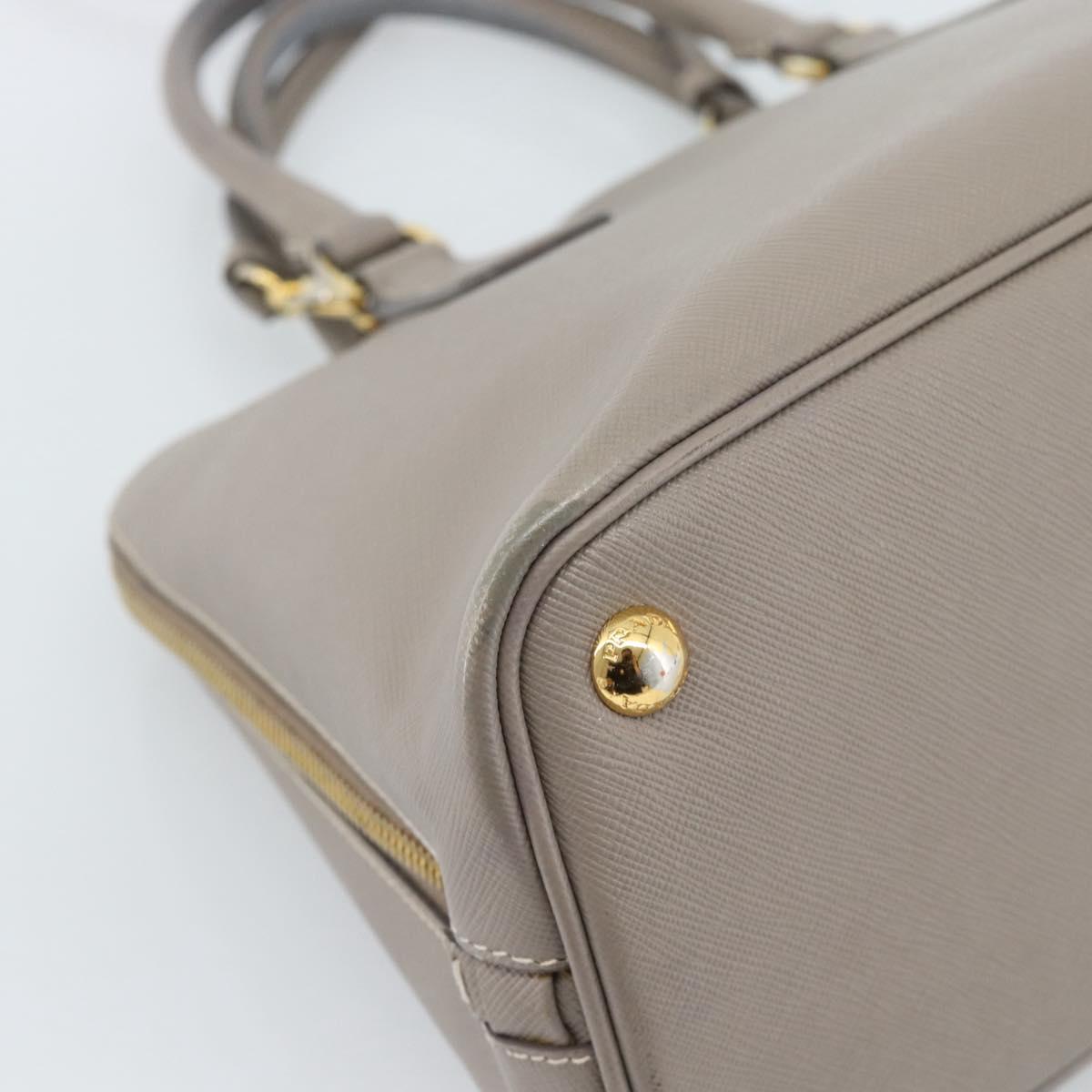 PRADA Galleria Hand Bag Saffiano leather 2way Gray Gold Auth 185671A