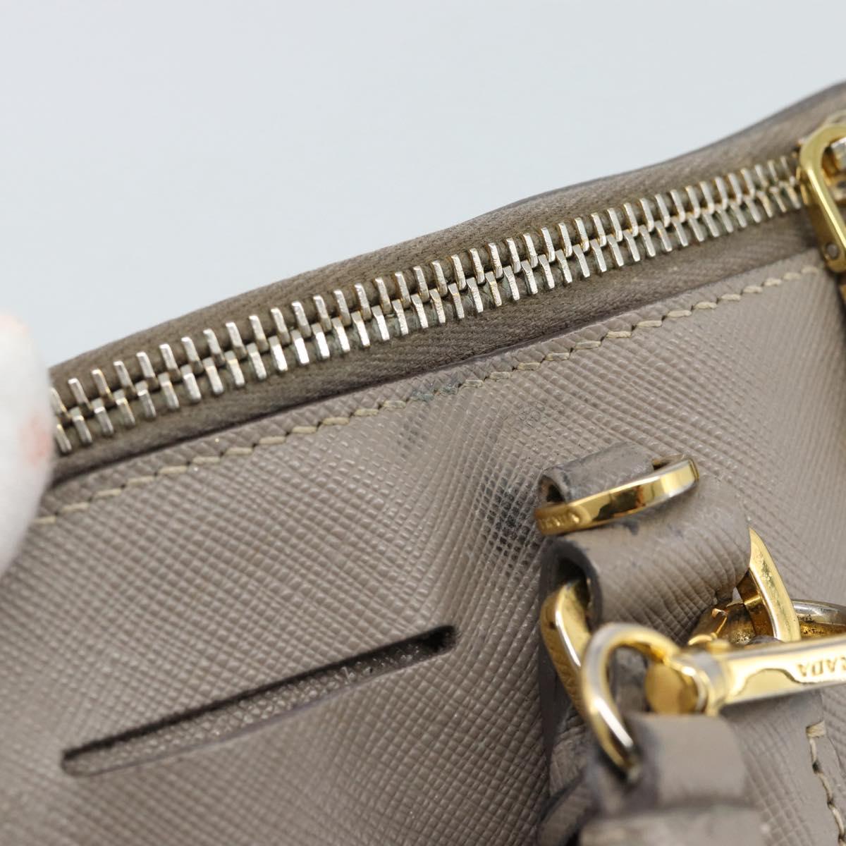 PRADA Galleria Hand Bag Saffiano leather 2way Gray Gold Auth 185671A