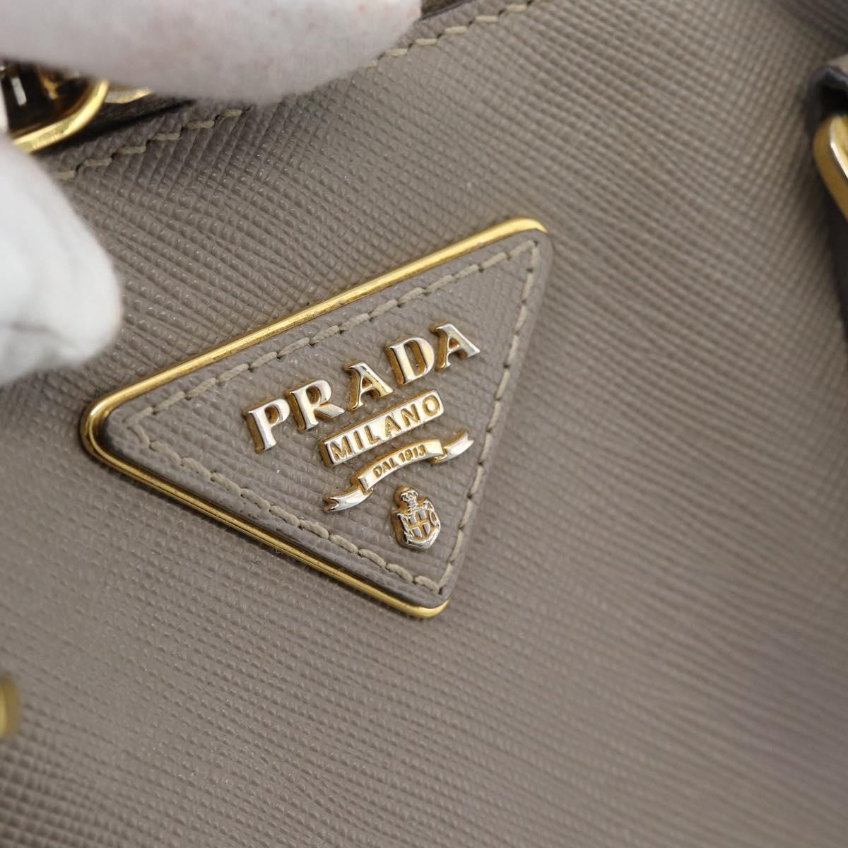 PRADA Galleria Hand Bag Saffiano leather 2way Gray Gold Auth 185671A