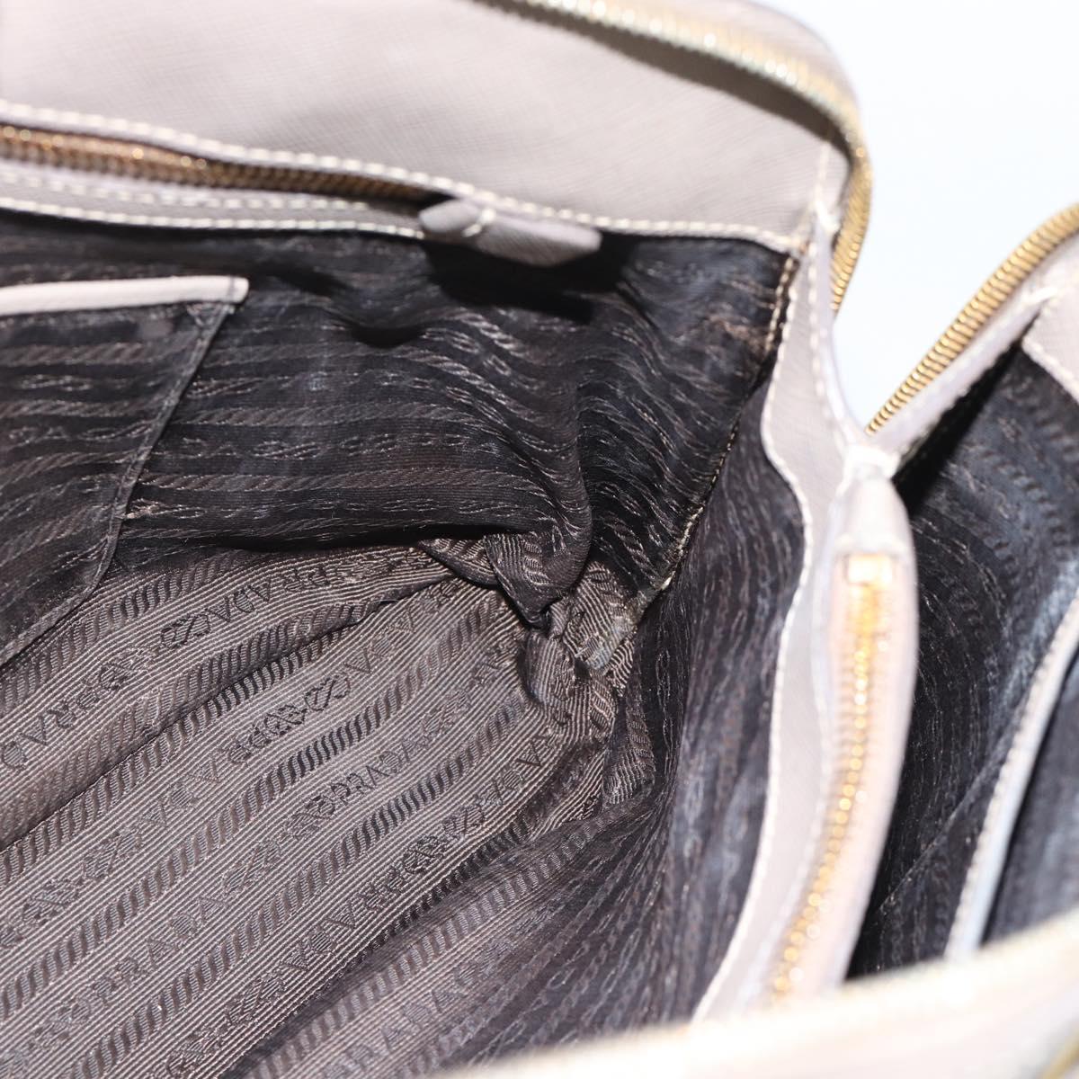 PRADA Galleria Hand Bag Saffiano leather 2way Gray Gold Auth 185671A