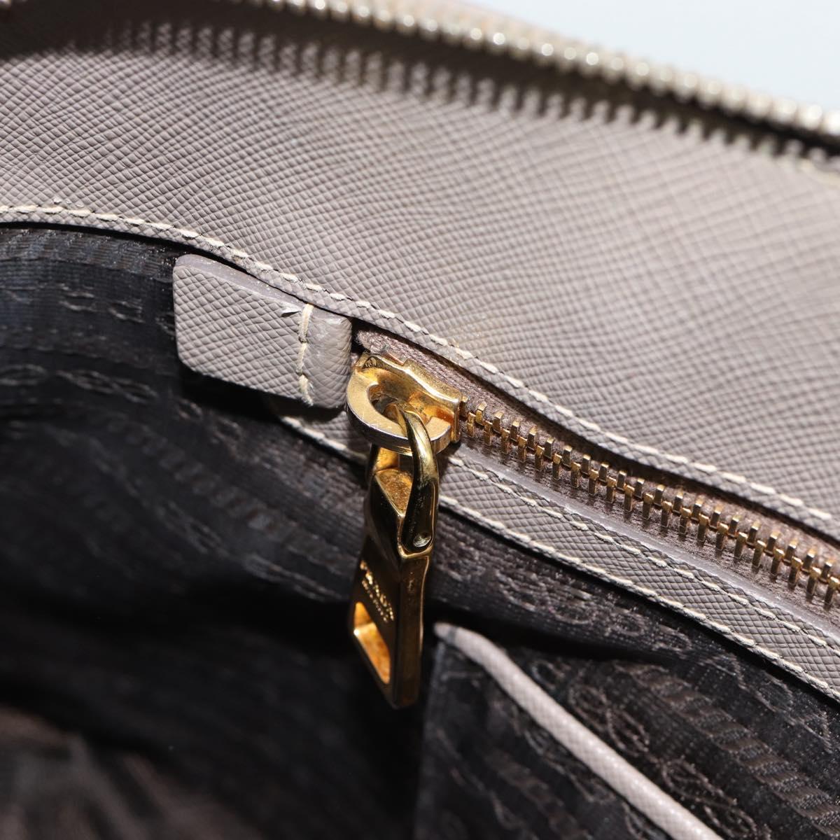 PRADA Galleria Hand Bag Saffiano leather 2way Gray Gold Auth 185671A