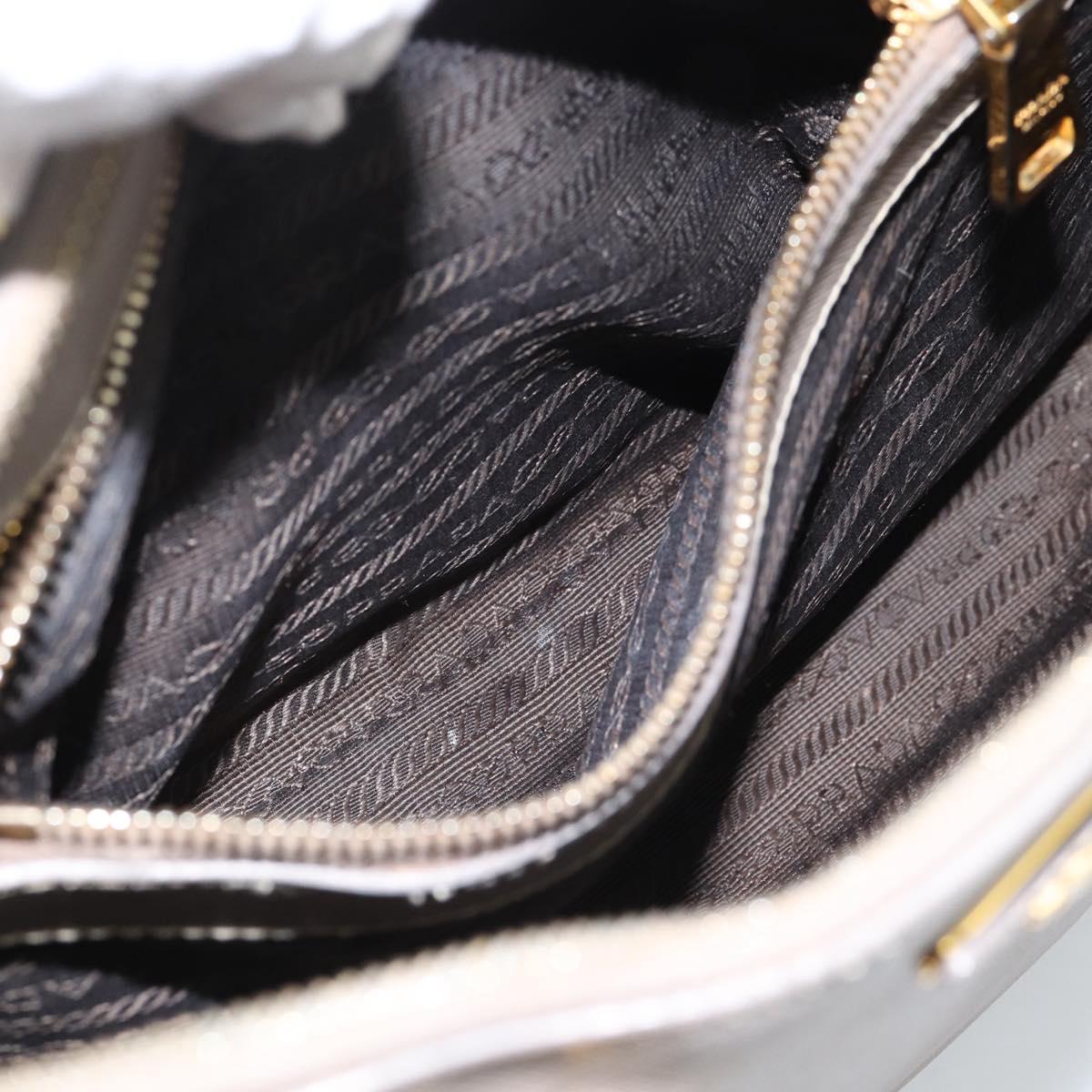 PRADA Galleria Hand Bag Saffiano leather 2way Gray Gold Auth 185671A
