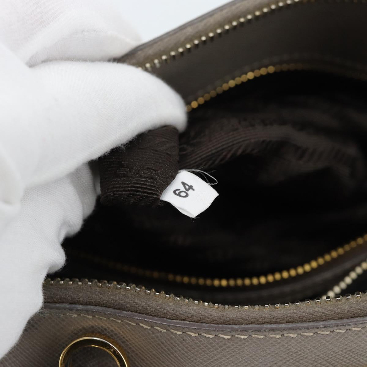 PRADA Galleria Hand Bag Saffiano leather 2way Gray Gold Auth 185671A