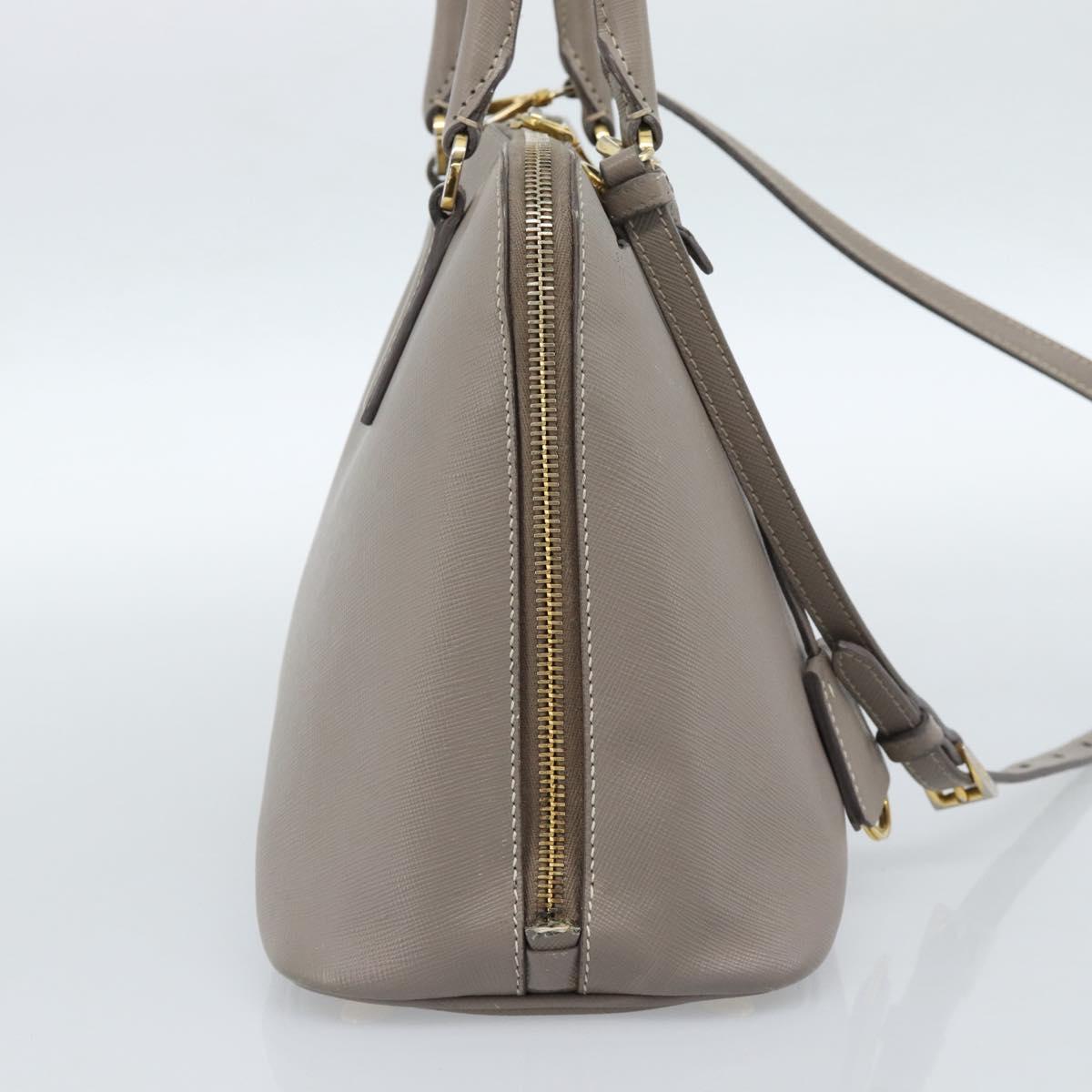 PRADA Galleria Hand Bag Saffiano leather 2way Gray Gold Auth 185671A
