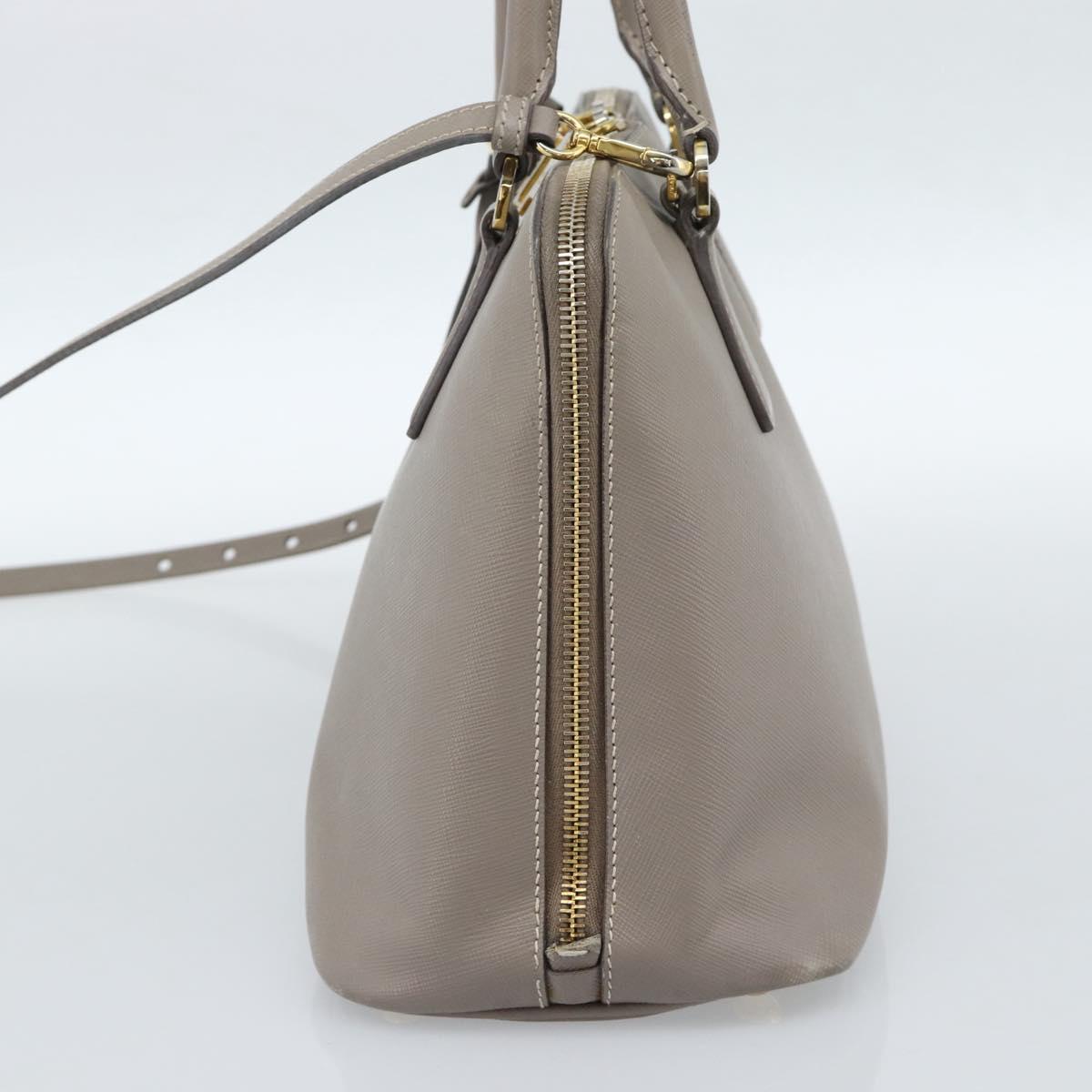PRADA Galleria Hand Bag Saffiano leather 2way Gray Gold Auth 185671A
