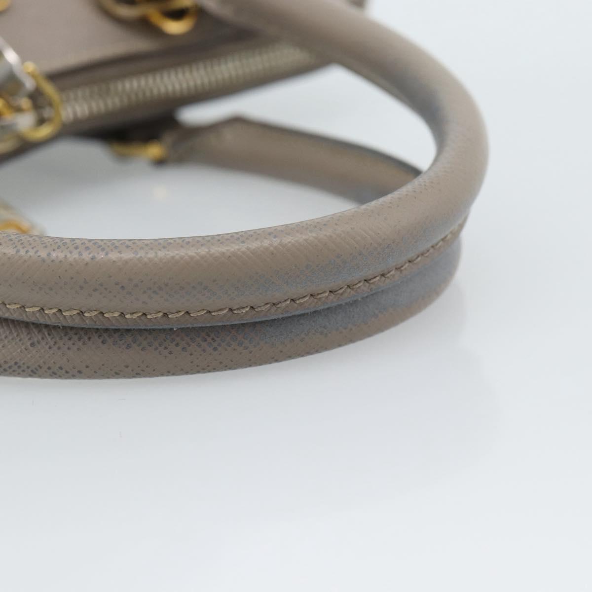 PRADA Galleria Hand Bag Saffiano leather 2way Gray Gold Auth 185671A