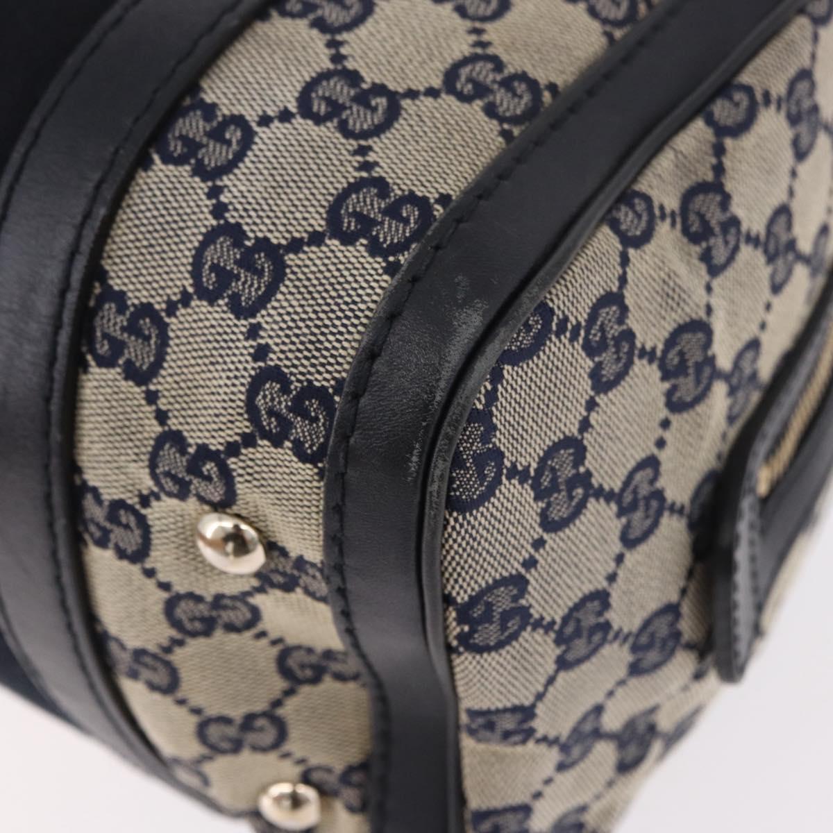 GUCCI GG Canvas Sherry Line Hand Bag Navy Gold 269876 Auth 185673A