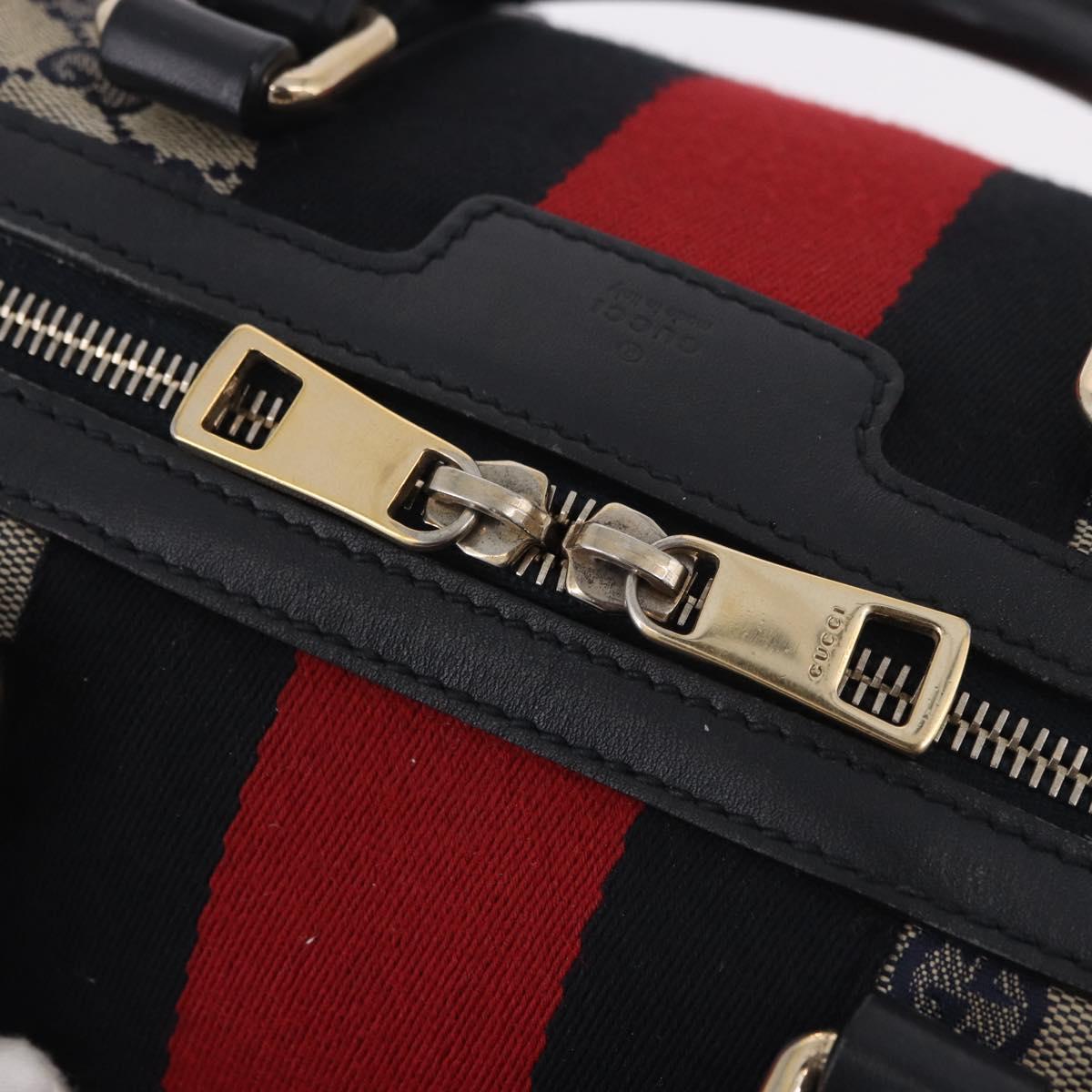 GUCCI GG Canvas Sherry Line Hand Bag Navy Gold 269876 Auth 185673A