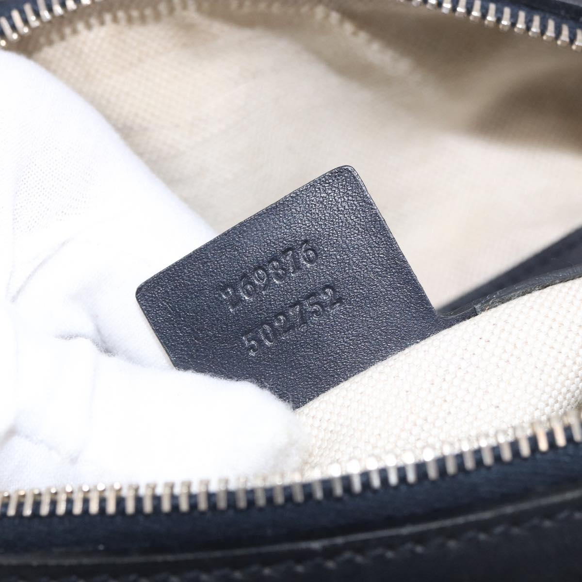 GUCCI GG Canvas Sherry Line Hand Bag Navy Gold 269876 Auth 185673A