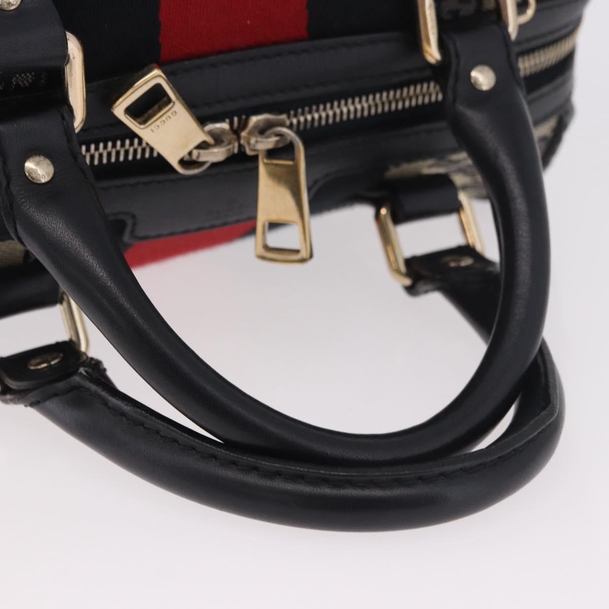 GUCCI GG Canvas Sherry Line Hand Bag Navy Gold 269876 Auth 185673A
