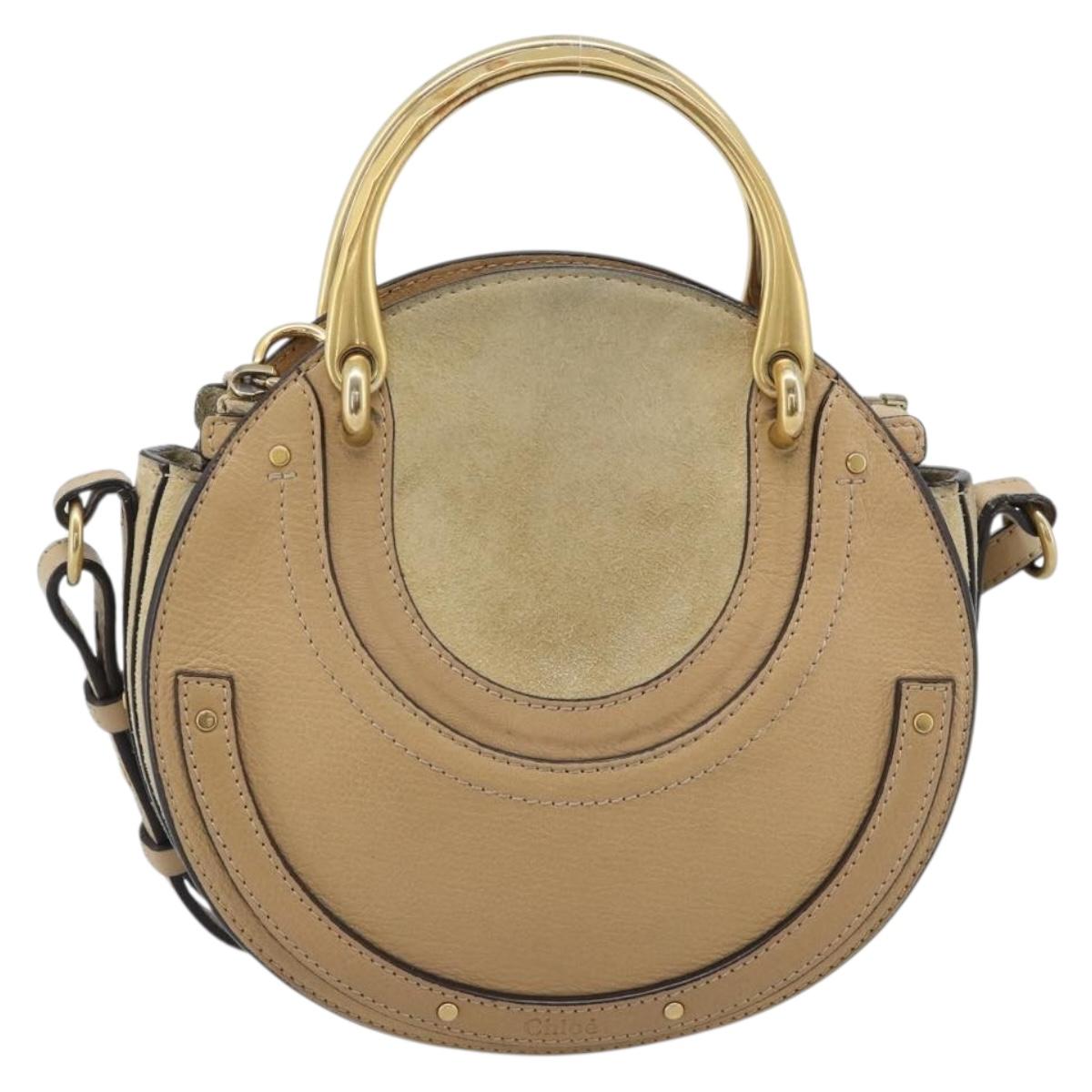 Chloe Hand Bag Leather 2way Beige Gold Auth 185674A