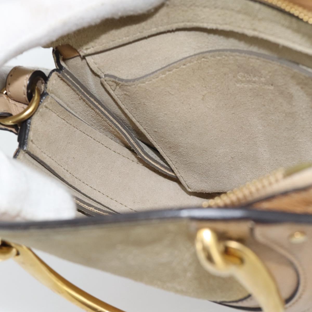 Chloe Hand Bag Leather 2way Beige Gold Auth 185674A