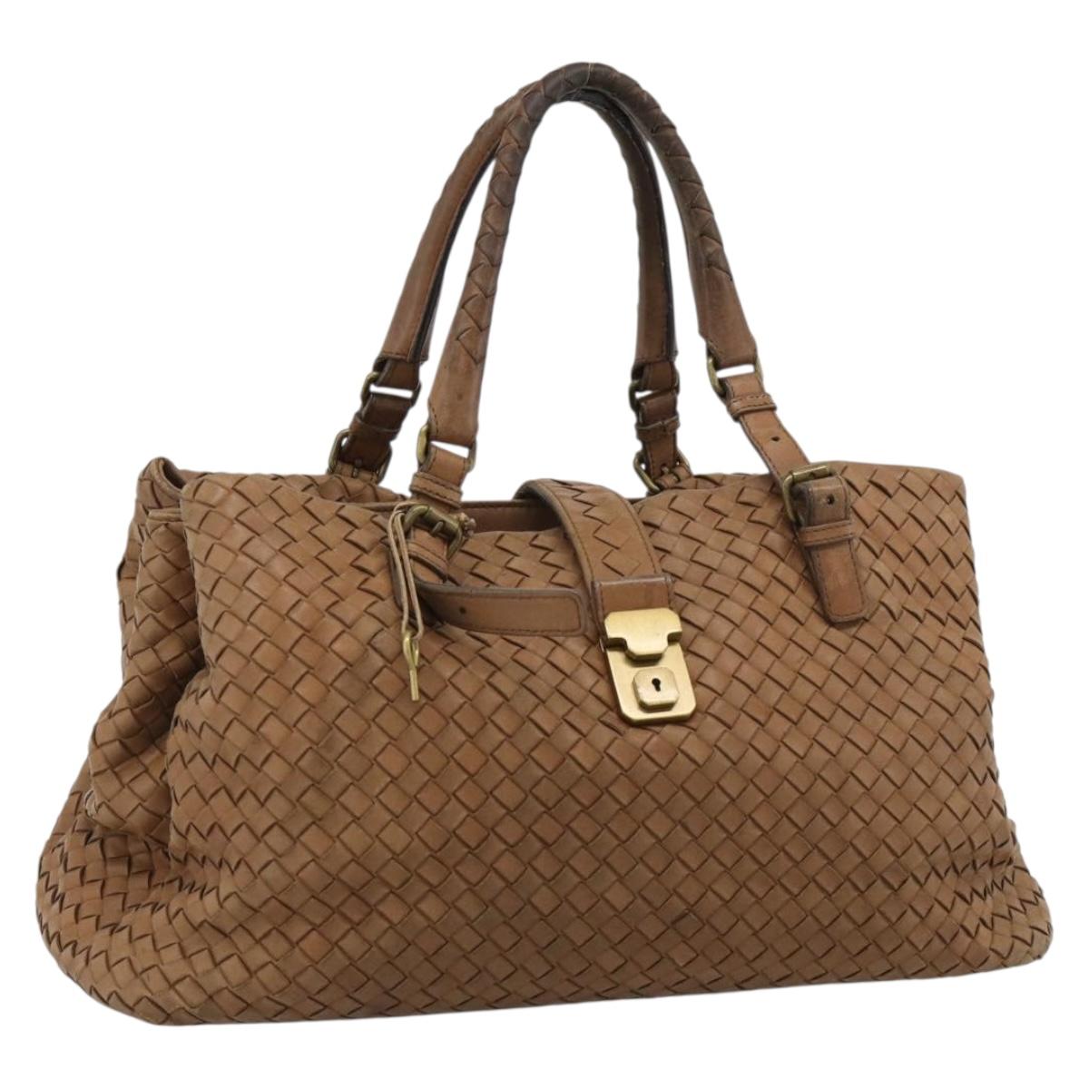 BOTTEGA VENETA INTRECCIATO Hand Bag Leather Brown Gold 171265 Auth 185676