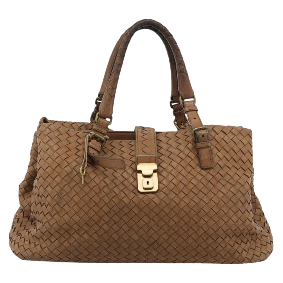BOTTEGA VENETA INTRECCIATO Hand Bag Leather Brown Gold 171265 Auth 185676
