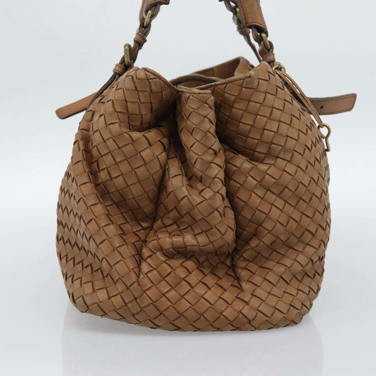 BOTTEGA VENETA INTRECCIATO Hand Bag Leather Brown Gold 171265 Auth 185676