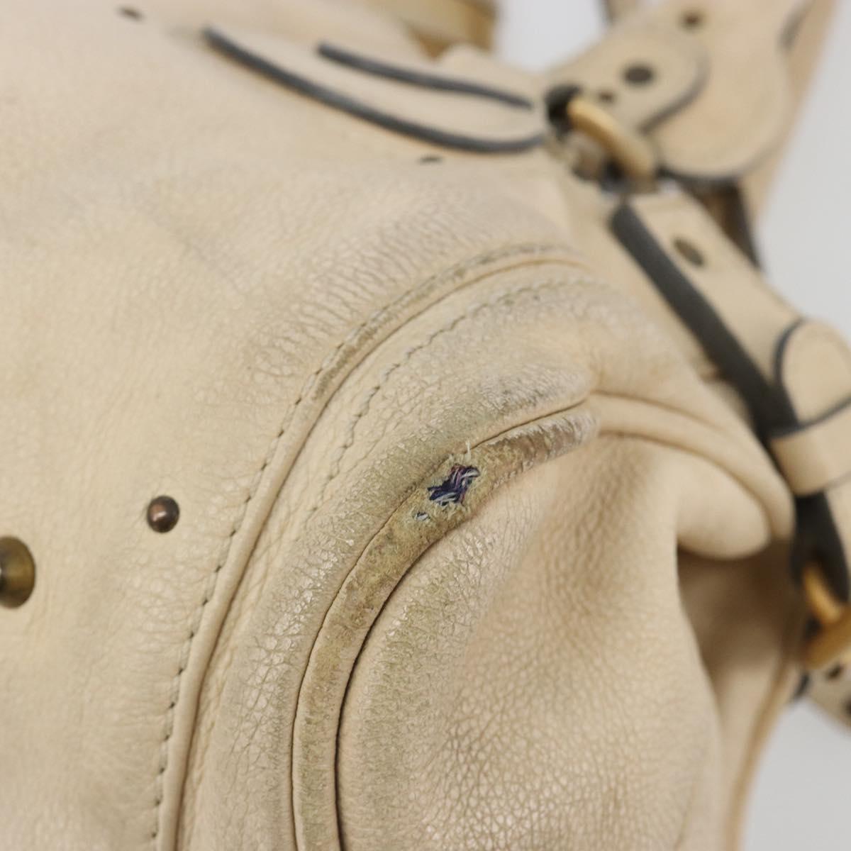 Chloe Paddington Hand Bag Leather Ivory Gold Silver Auth 185677