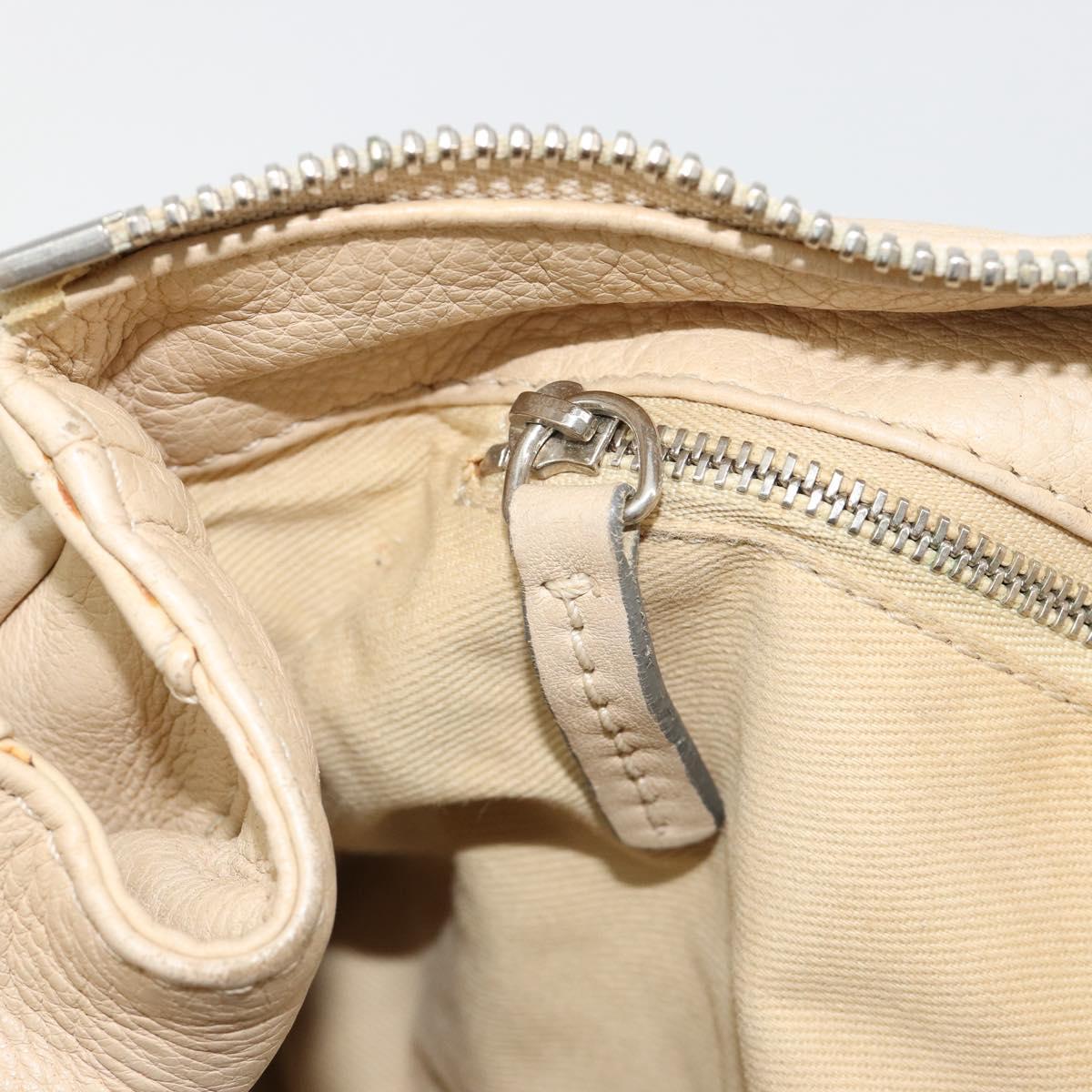 Chloe Paddington Hand Bag Leather Ivory Gold Silver Auth 185677