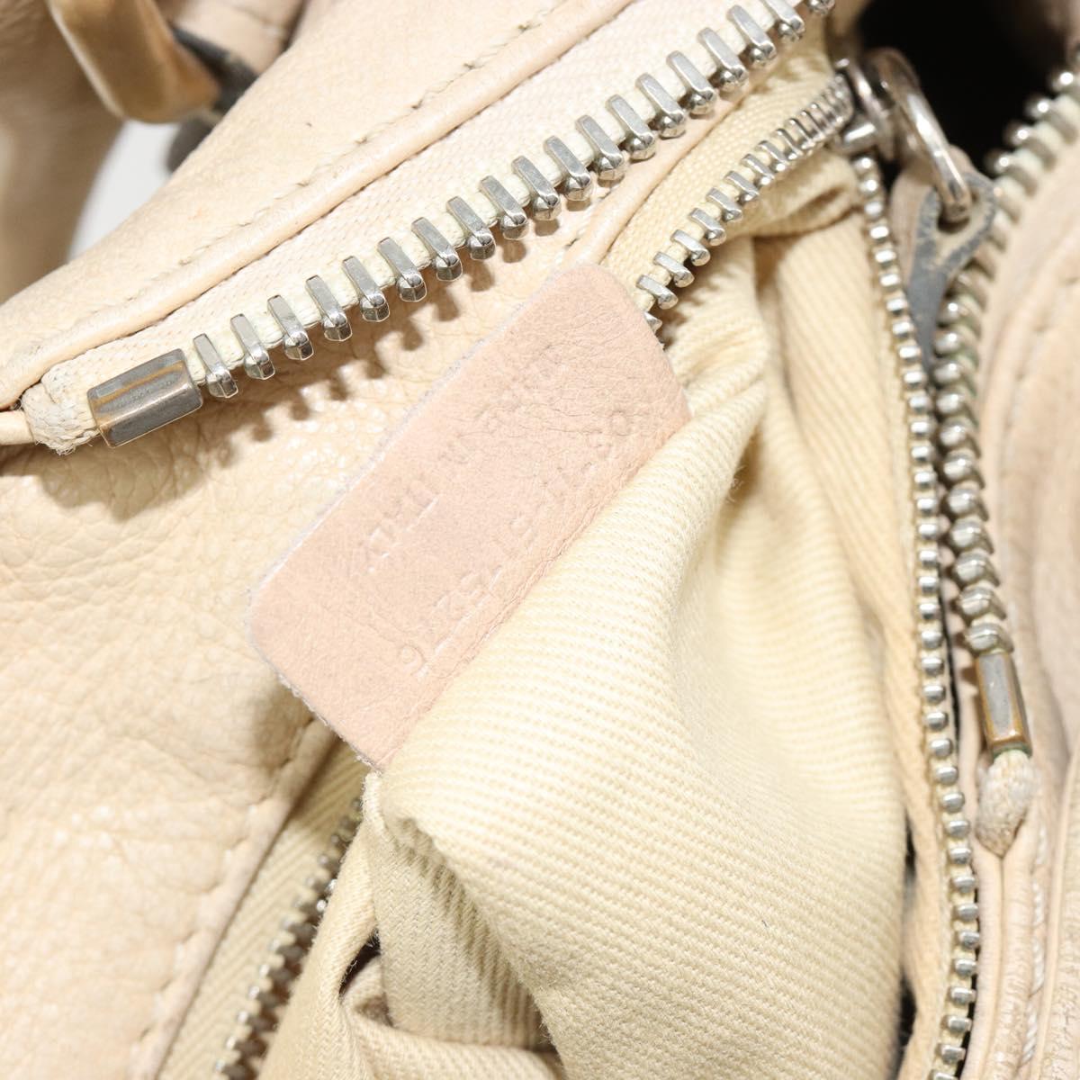 Chloe Paddington Hand Bag Leather Ivory Gold Silver Auth 185677