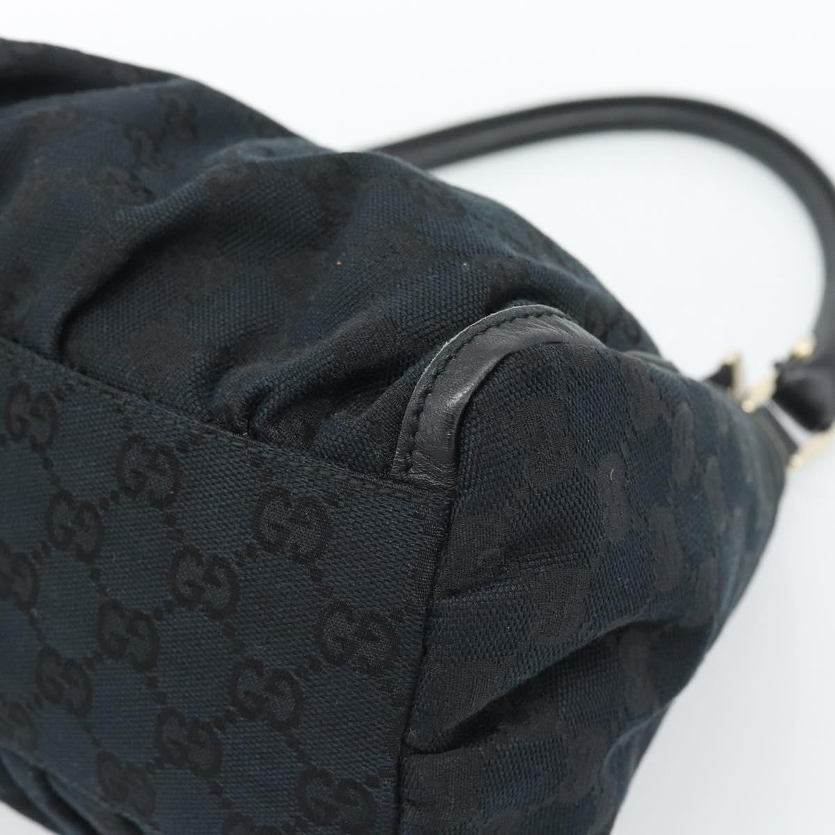 GUCCI GG Canvas Abbey Shoulder Bag Black Gold 190525 Auth 185679V