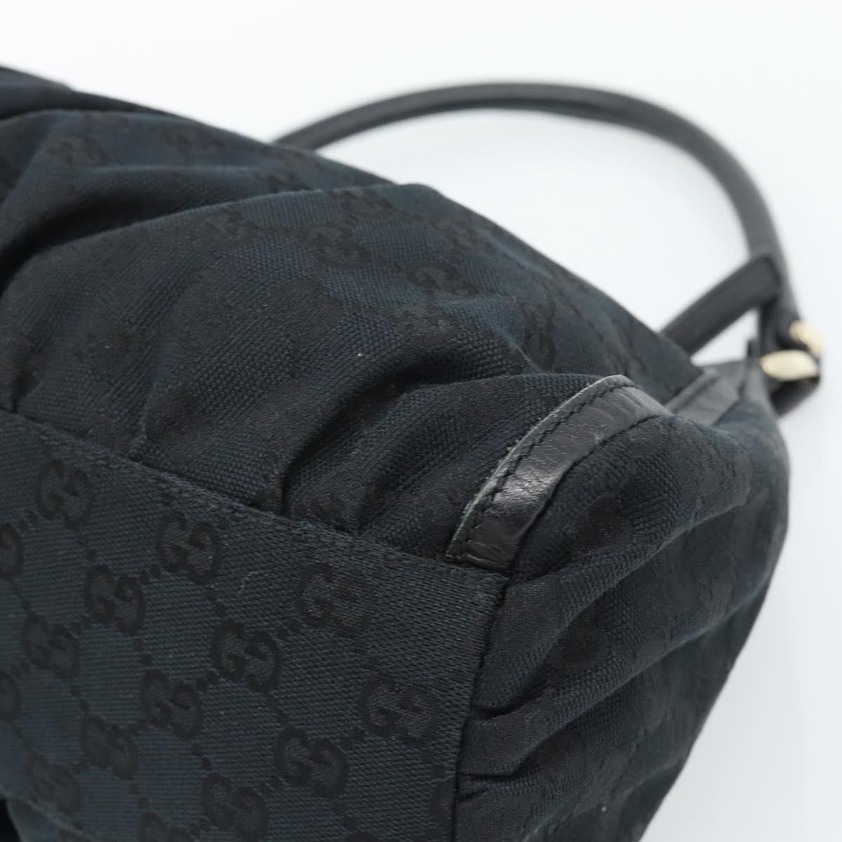 GUCCI GG Canvas Abbey Shoulder Bag Black Gold 190525 Auth 185679V