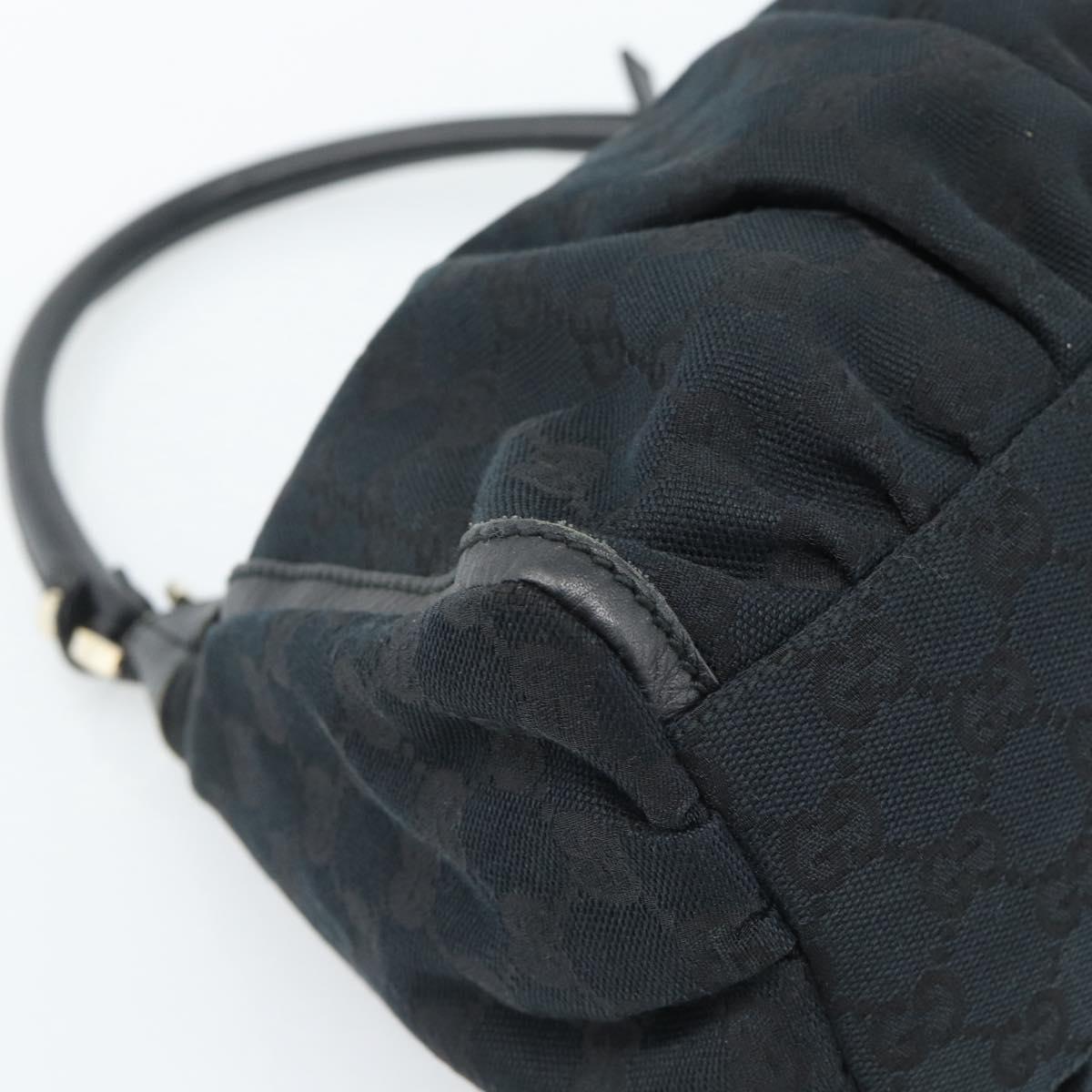 GUCCI GG Canvas Abbey Shoulder Bag Black Gold 190525 Auth 185679V