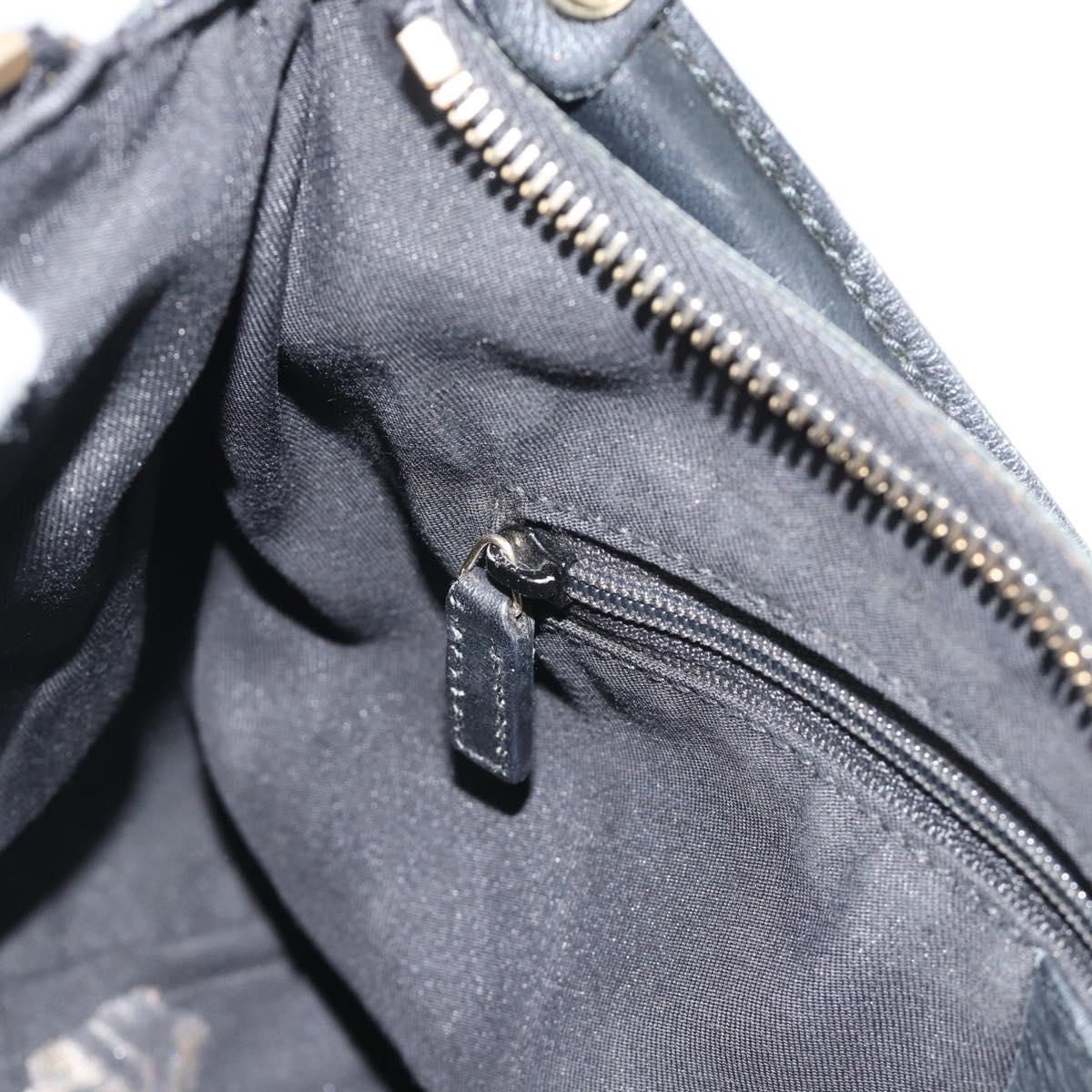 GUCCI GG Canvas Abbey Shoulder Bag Black Gold 190525 Auth 185679V