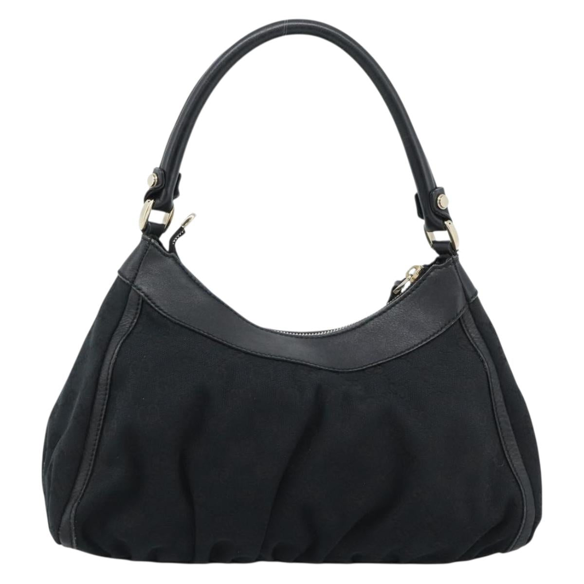 GUCCI GG Canvas Abbey Shoulder Bag Black Gold 190525 Auth 185679V