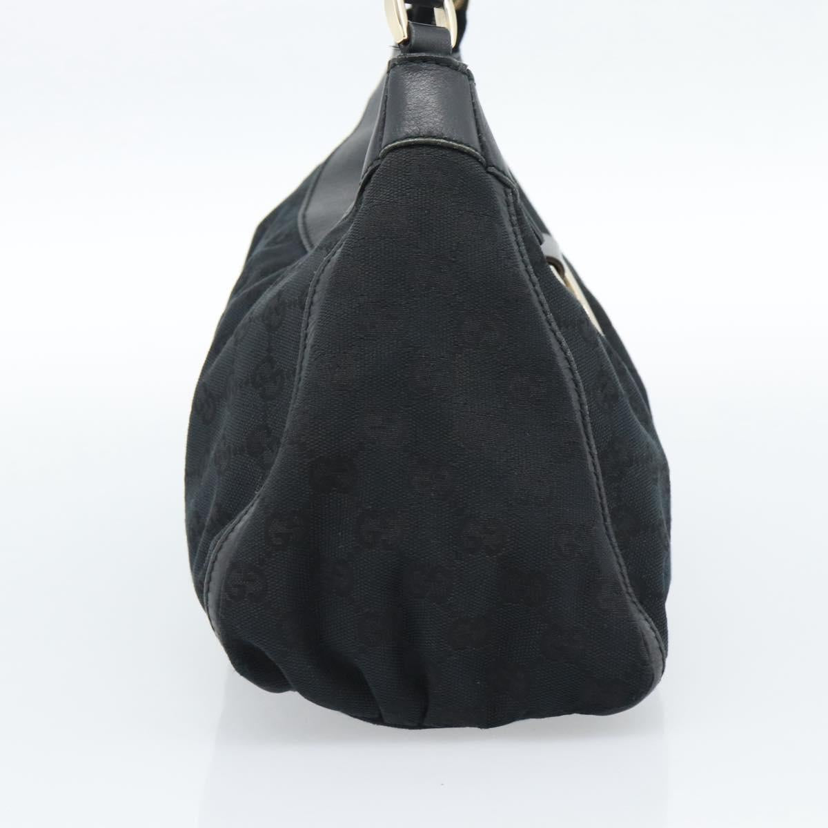 GUCCI GG Canvas Abbey Shoulder Bag Black Gold 190525 Auth 185679V