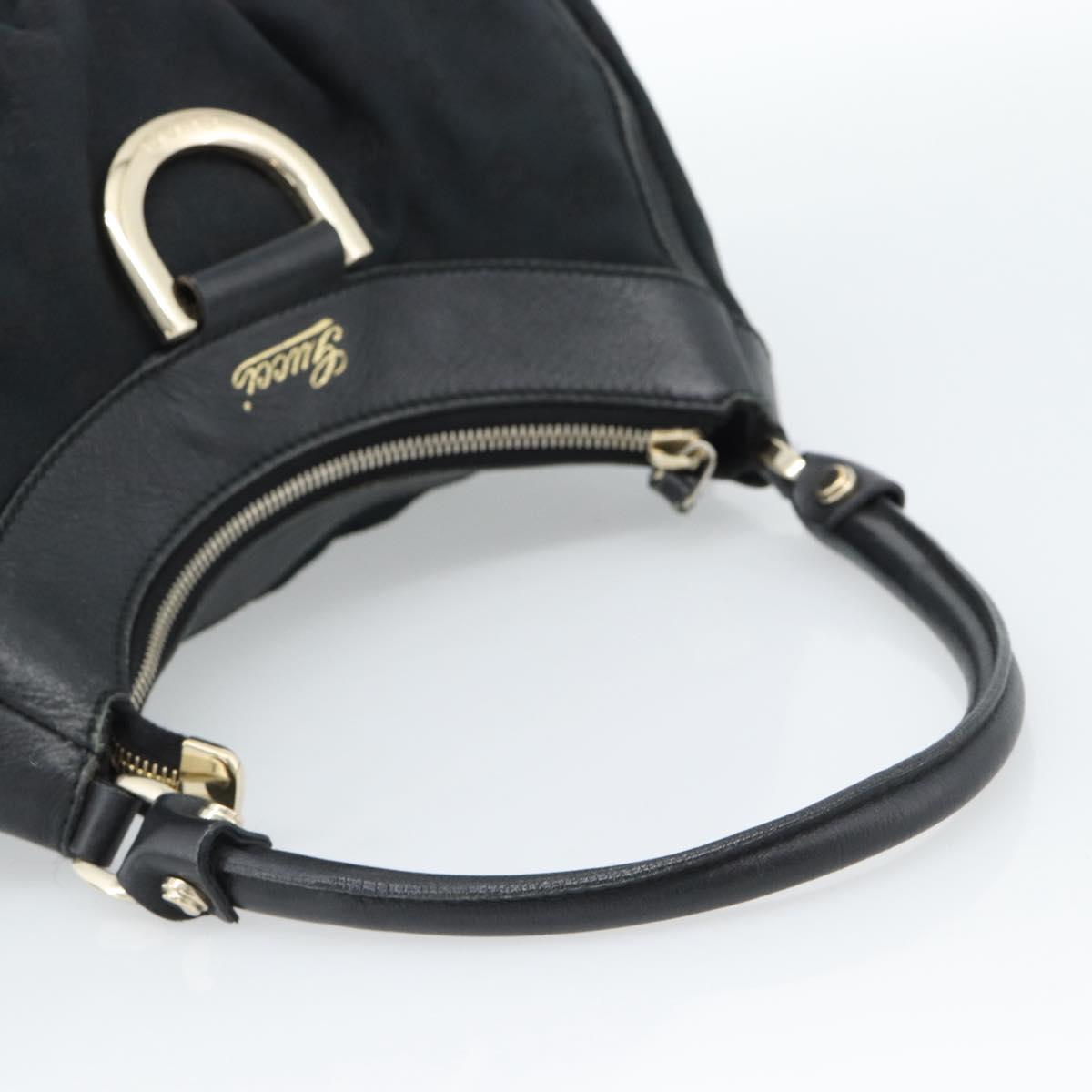 GUCCI GG Canvas Abbey Shoulder Bag Black Gold 190525 Auth 185679V