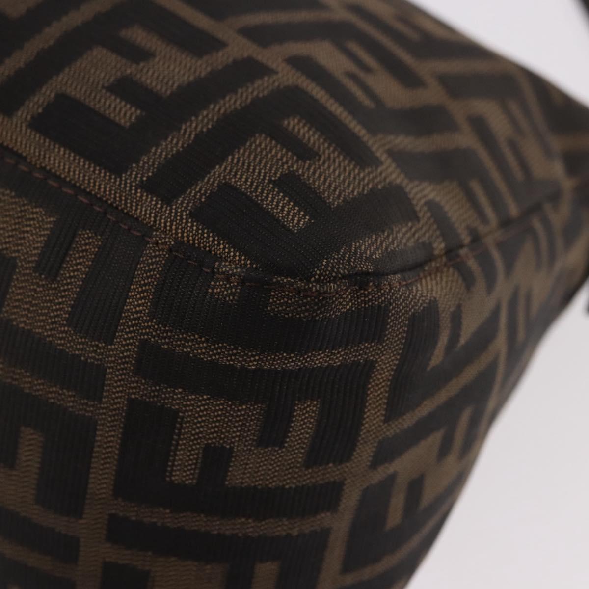 FENDI Zucca Canvas Mamma Baguette Shoulder Bag Black Brown Auth 185682SAV