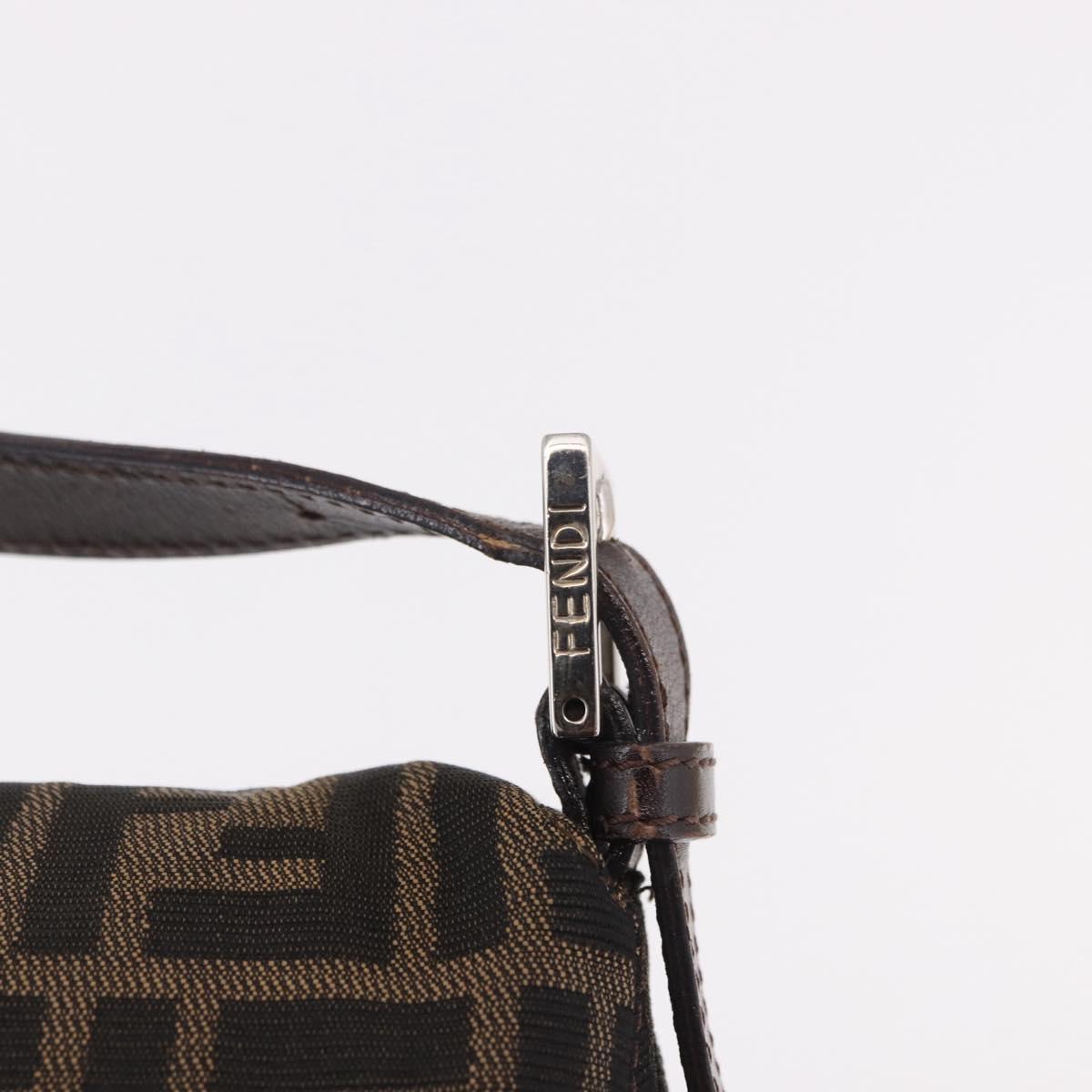 FENDI Zucca Canvas Mamma Baguette Shoulder Bag Black Brown Auth 185682SAV