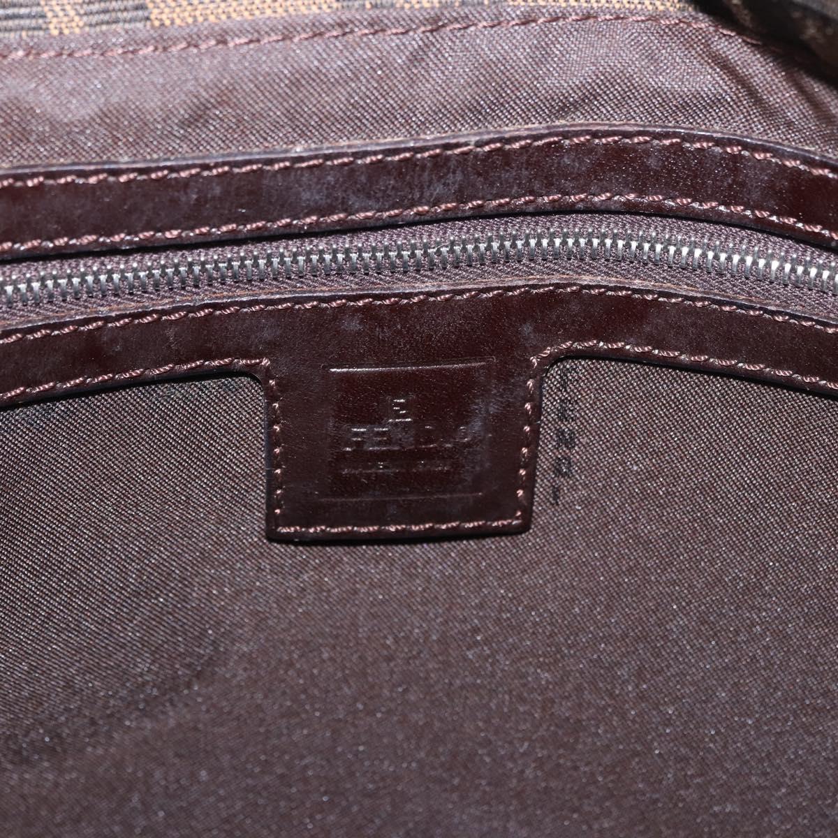 FENDI Zucca Canvas Mamma Baguette Shoulder Bag Black Brown Auth 185682SAV
