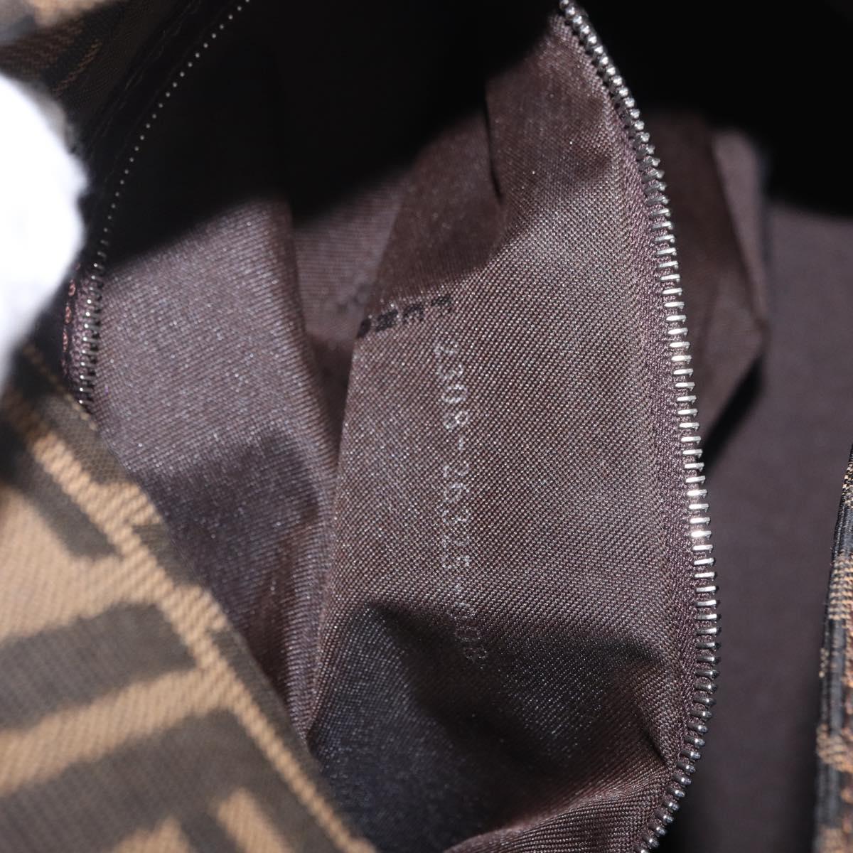 FENDI Zucca Canvas Mamma Baguette Shoulder Bag Black Brown Auth 185682SAV