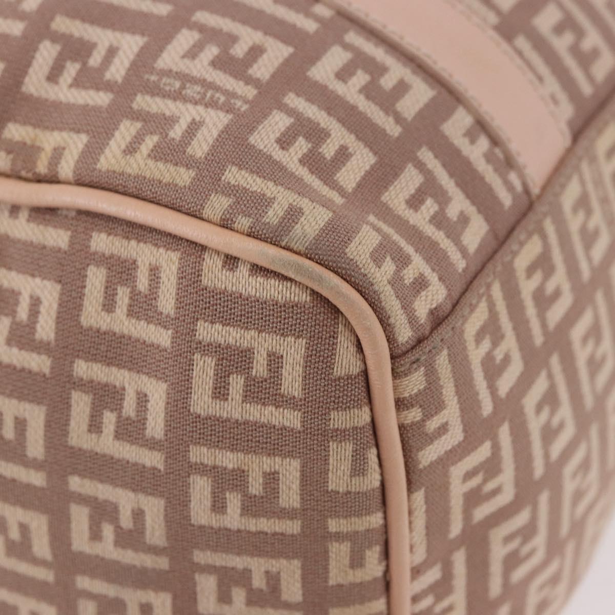 FENDI Zucchino Canvas Hand Bag Pink Gold Auth 185684