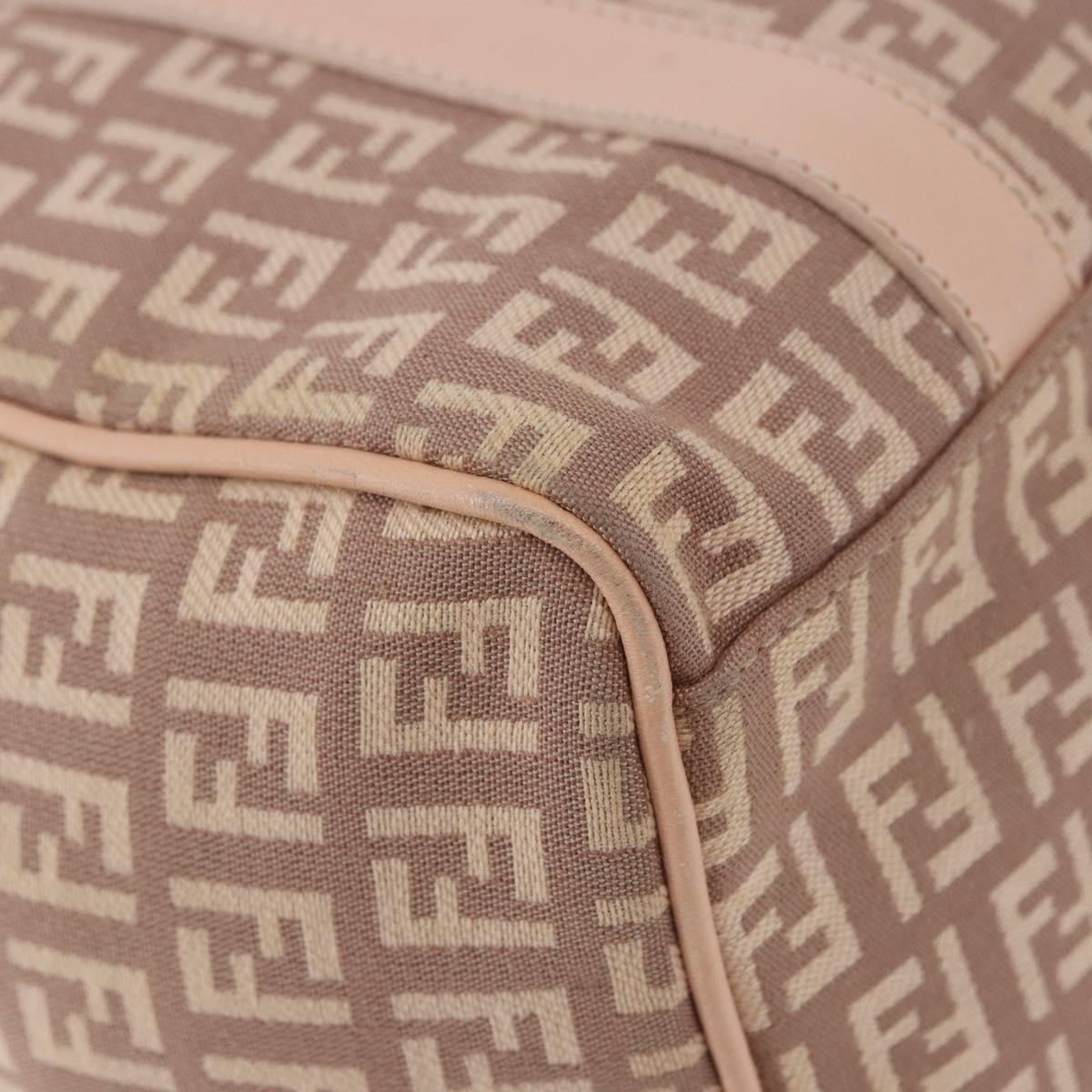 FENDI Zucchino Canvas Hand Bag Pink Gold Auth 185684