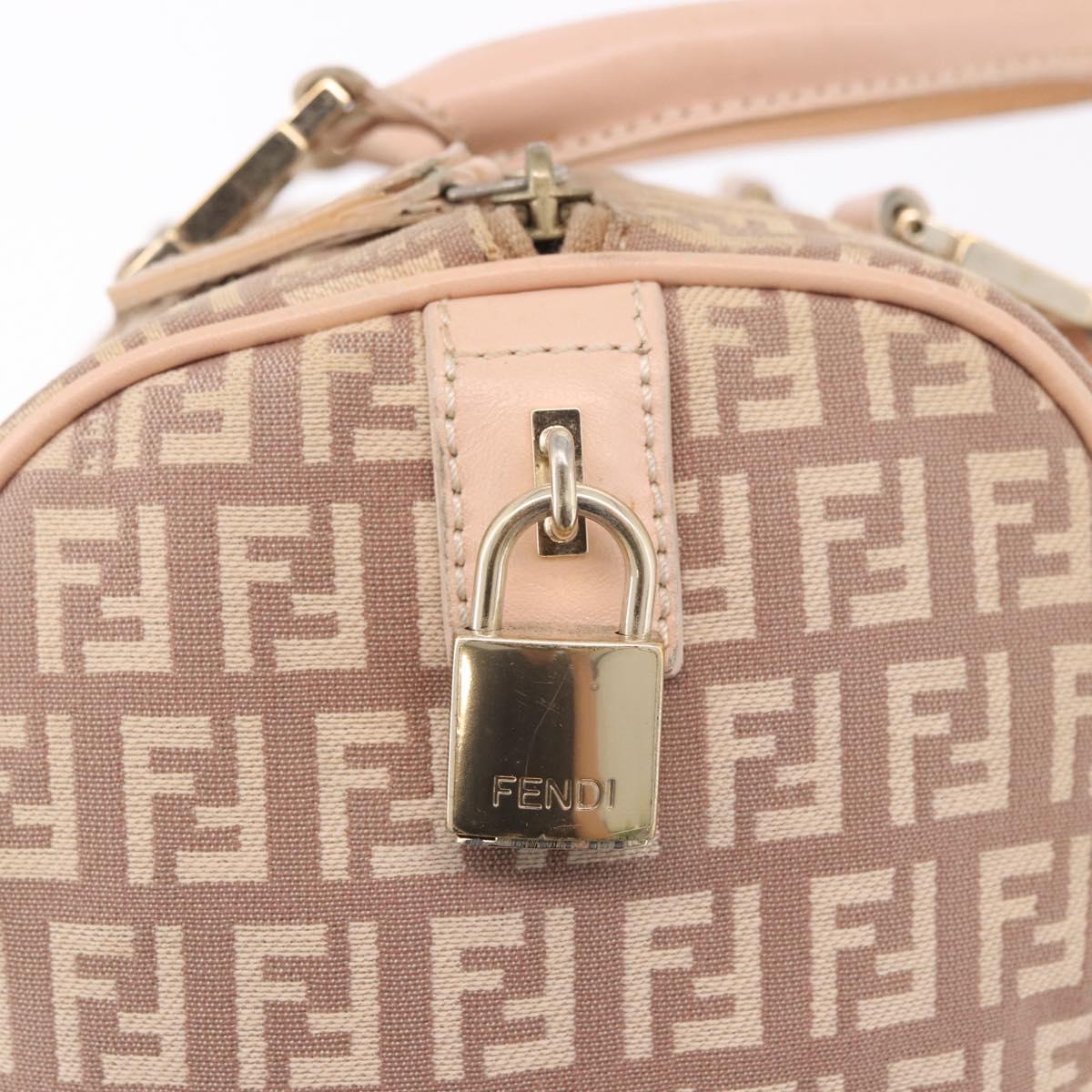 FENDI Zucchino Canvas Hand Bag Pink Gold Auth 185684