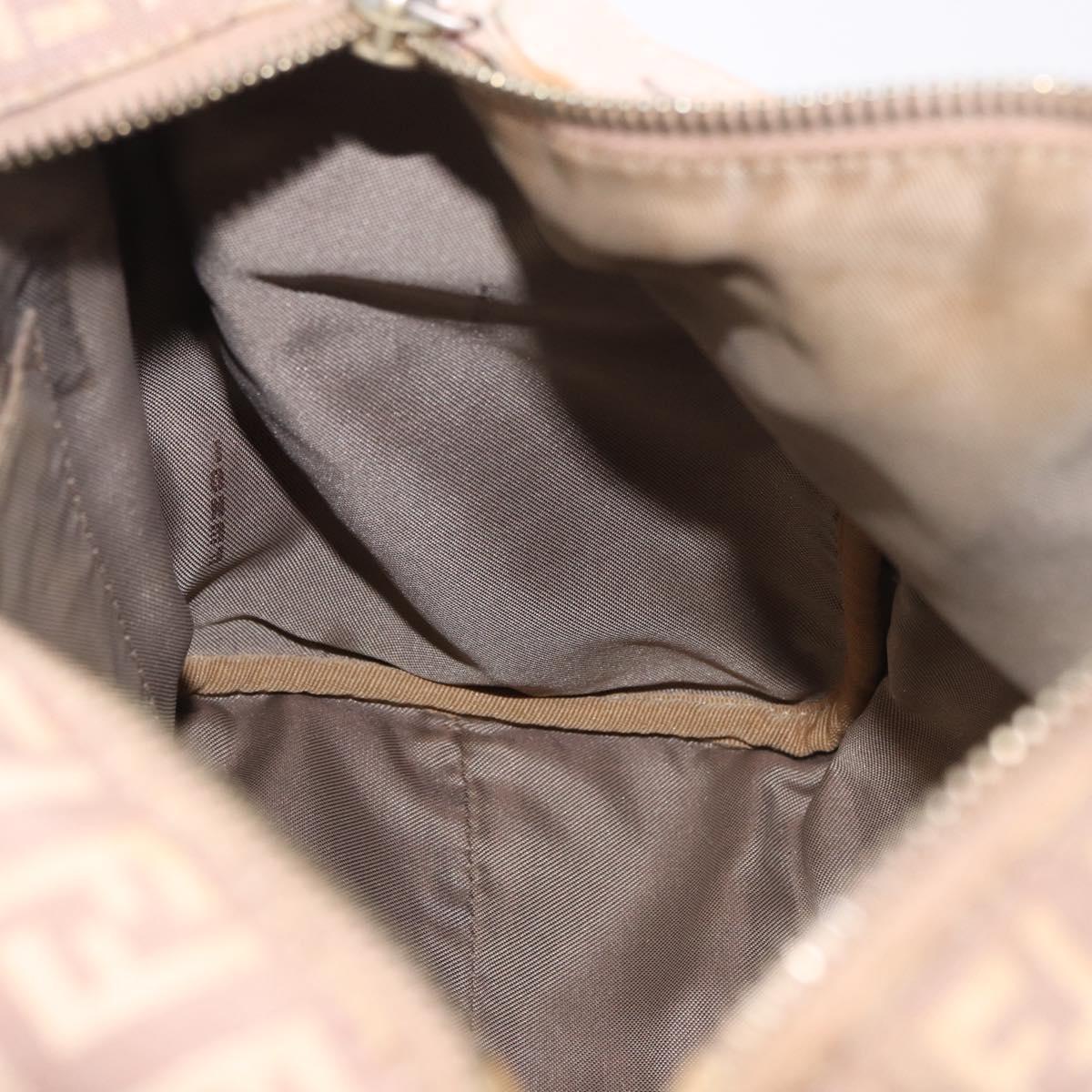 FENDI Zucchino Canvas Hand Bag Pink Gold Auth 185684