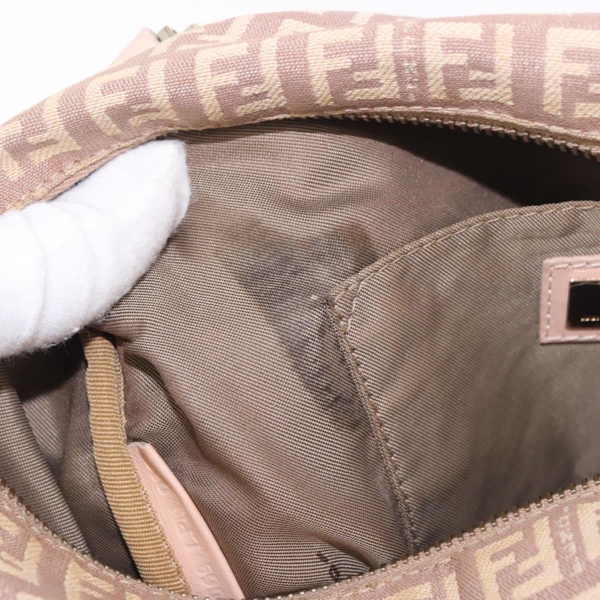FENDI Zucchino Canvas Hand Bag Pink Gold Auth 185684