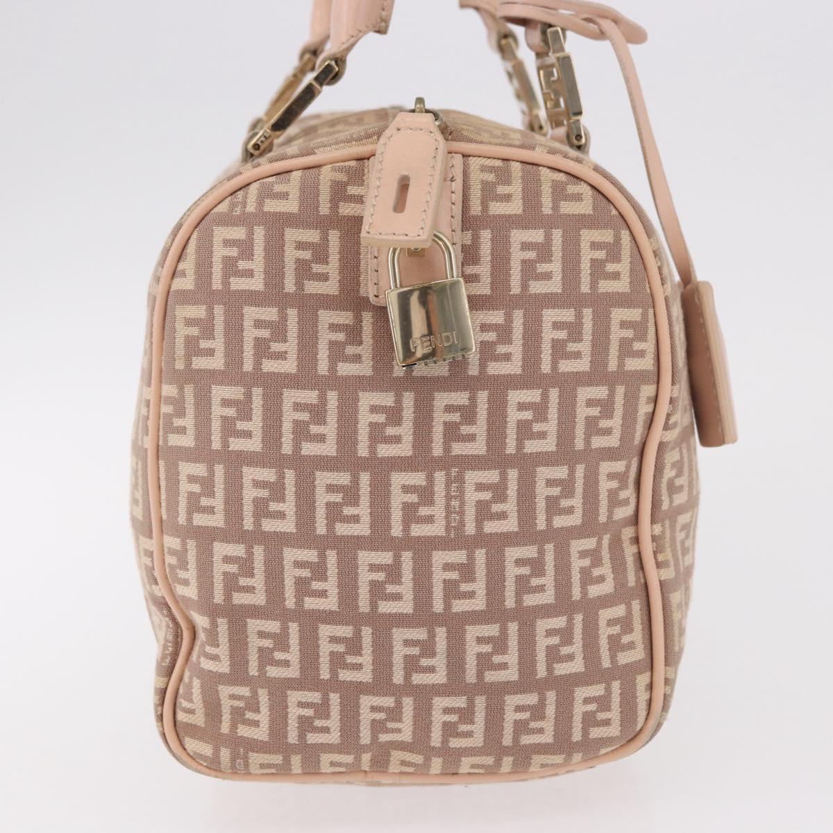 FENDI Zucchino Canvas Hand Bag Pink Gold Auth 185684